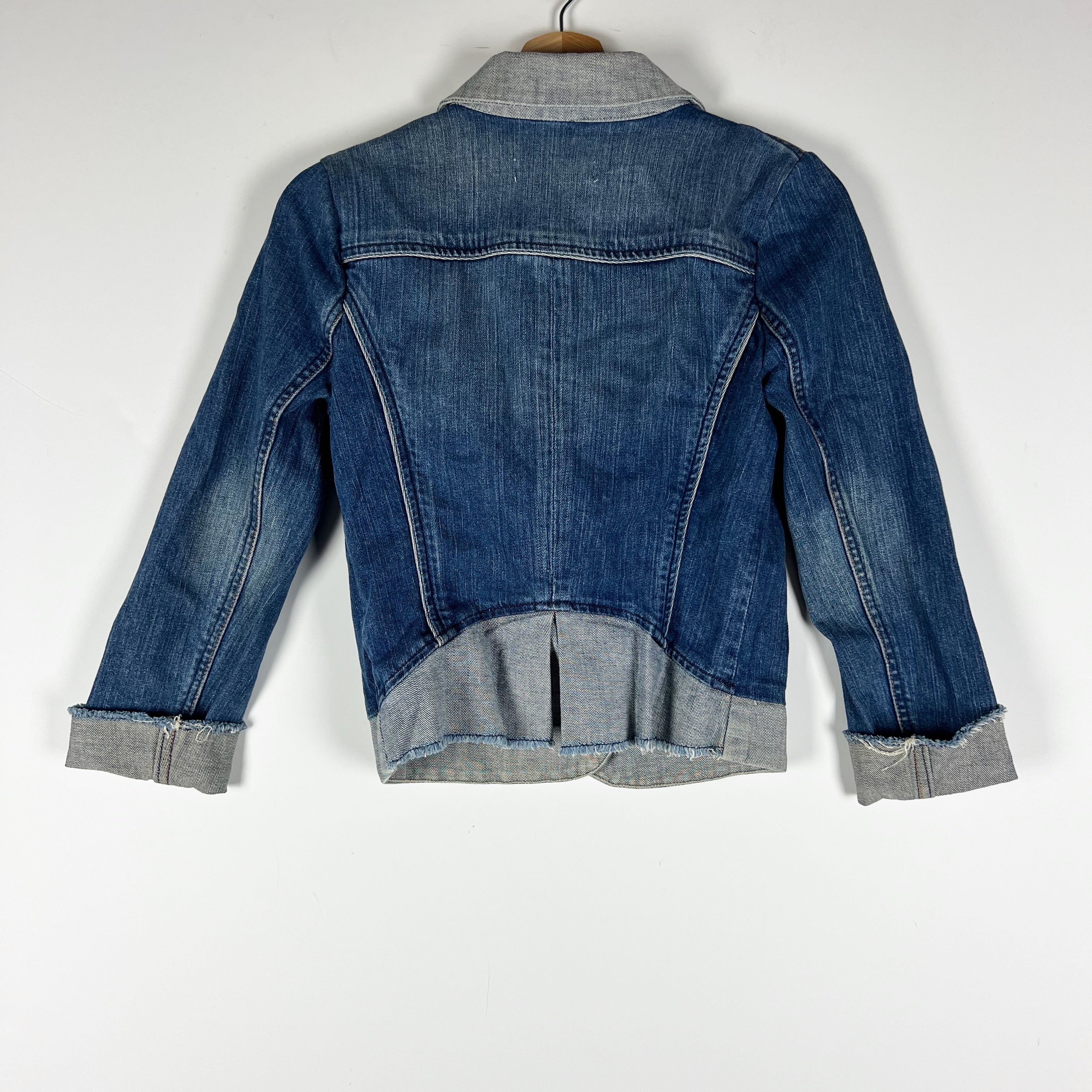 Habitual Cotton Stretch Collared One Button Denim Jean Jacket Stoned Blue Wash 2