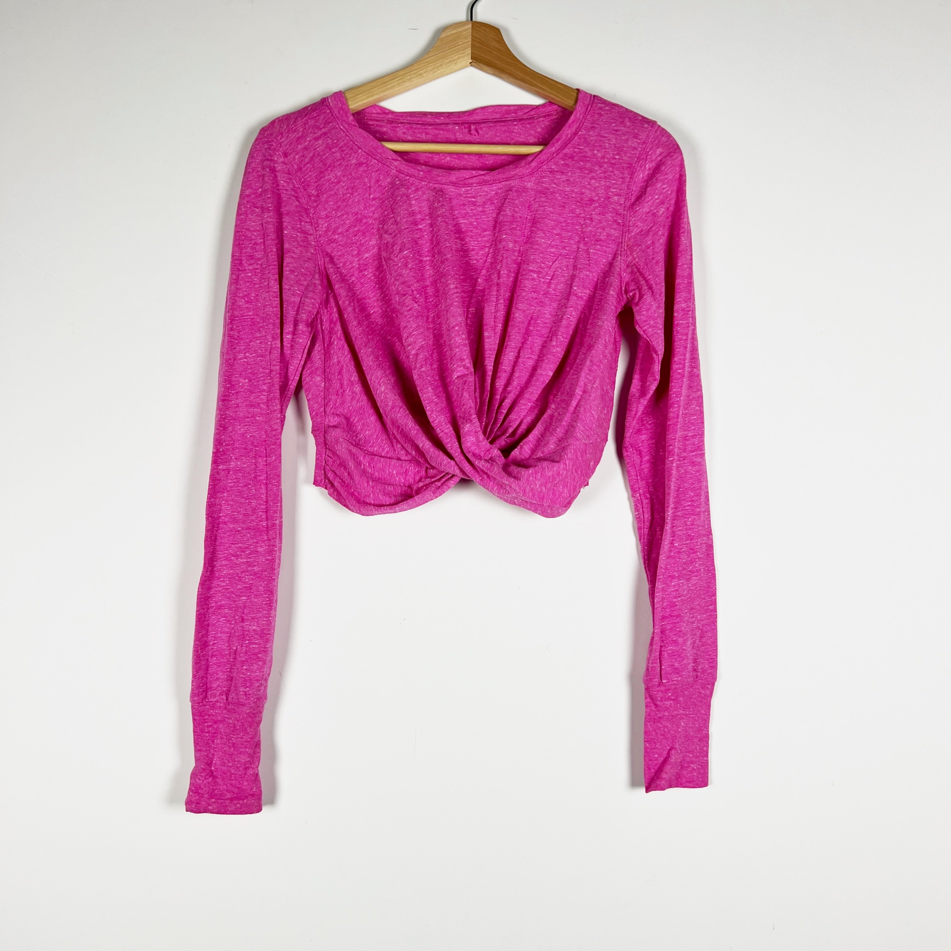 Free People FP Movement Undertow Twist Knot Front Long Sleeve Crop Top Sweater