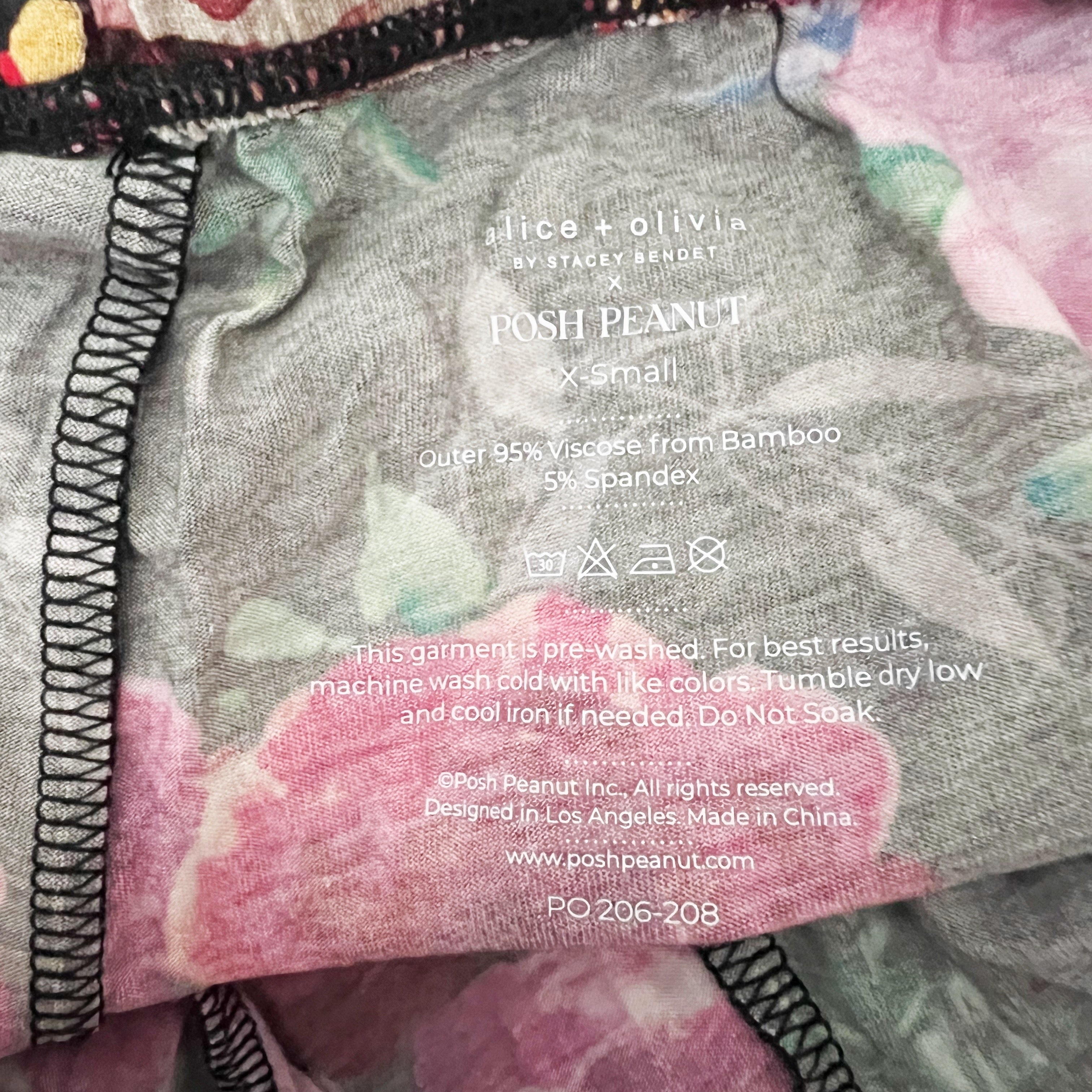 Alice And Olivia x Posh Peanut Lounge Pajama Pants Midnight Rose Floral Print XS