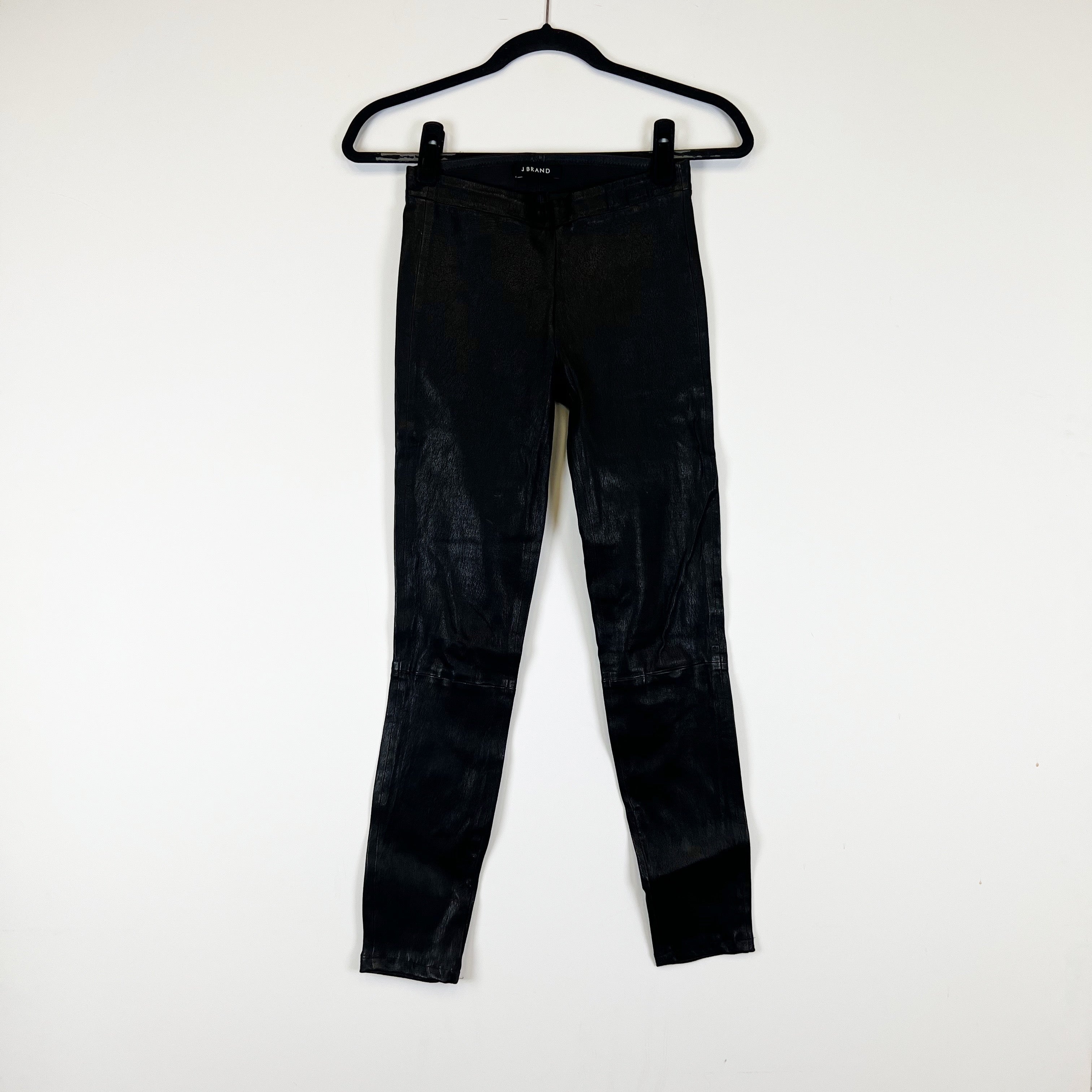 J Brand Women's Edita Genuine Lamb Leather Skinny Leggings Pants Black XS