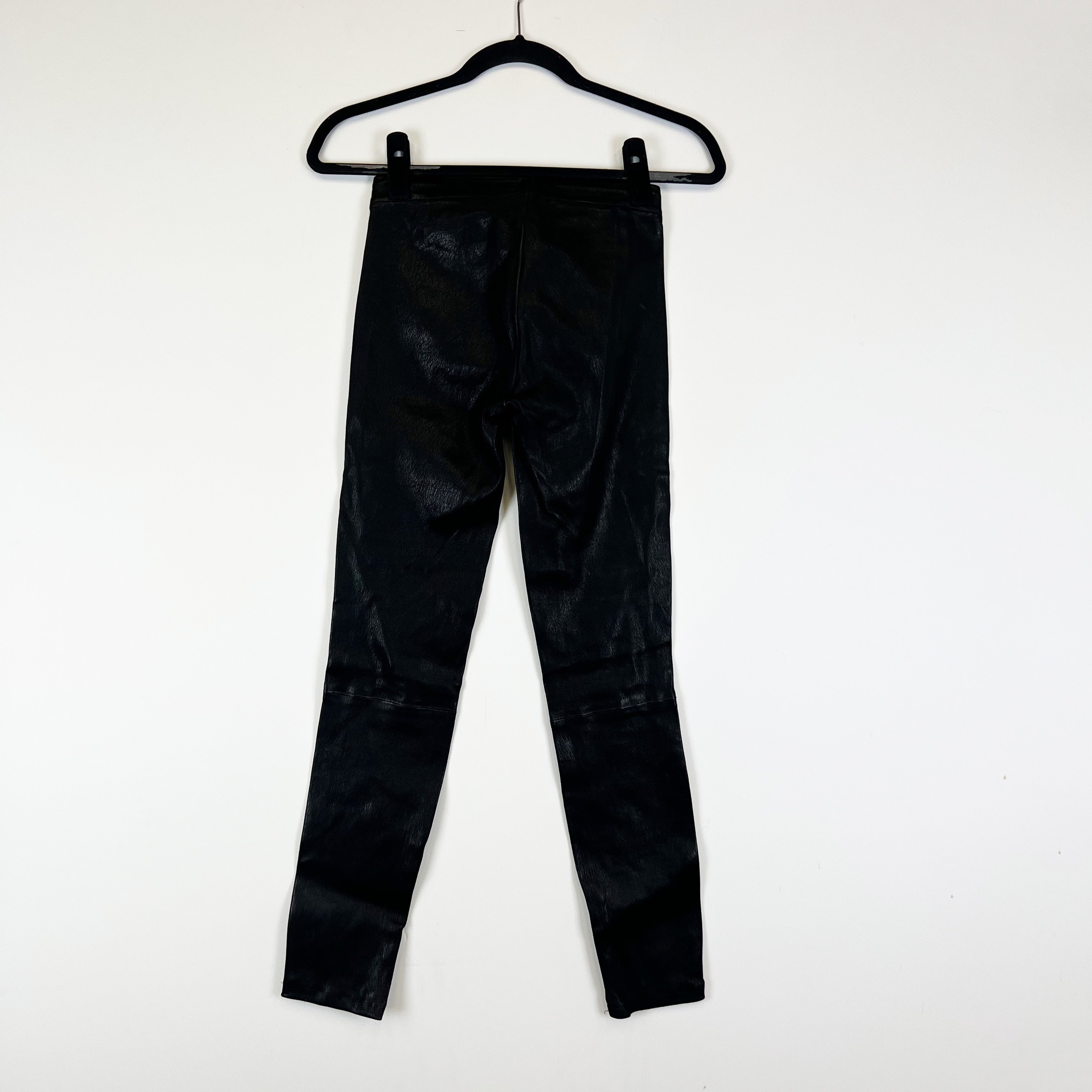 J Brand Women's Edita Genuine Lamb Leather Skinny Leggings Pants Black XS