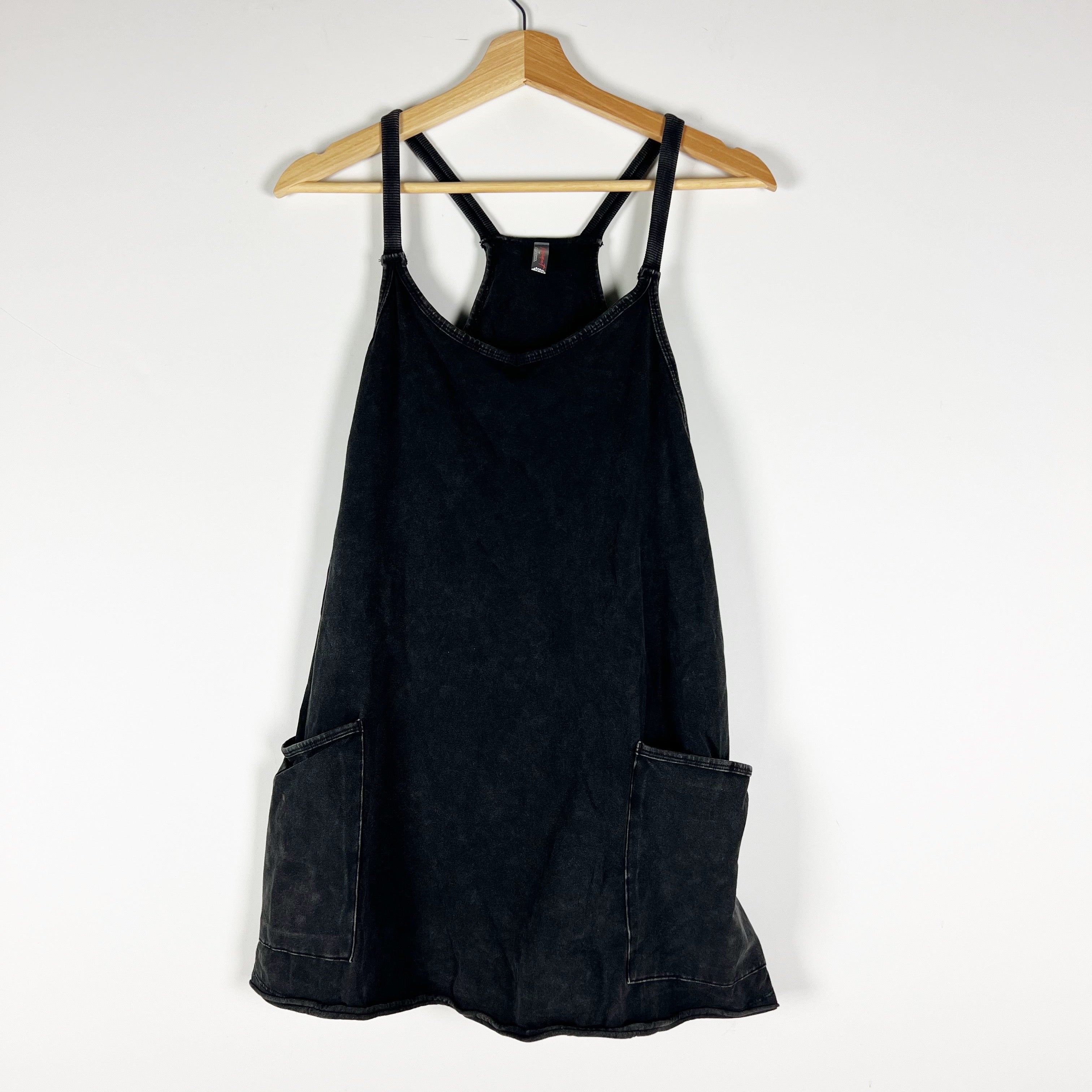 Free People FP Movement Hot Shot Cotton Stretch Multi Pocket Mini Dress Black S