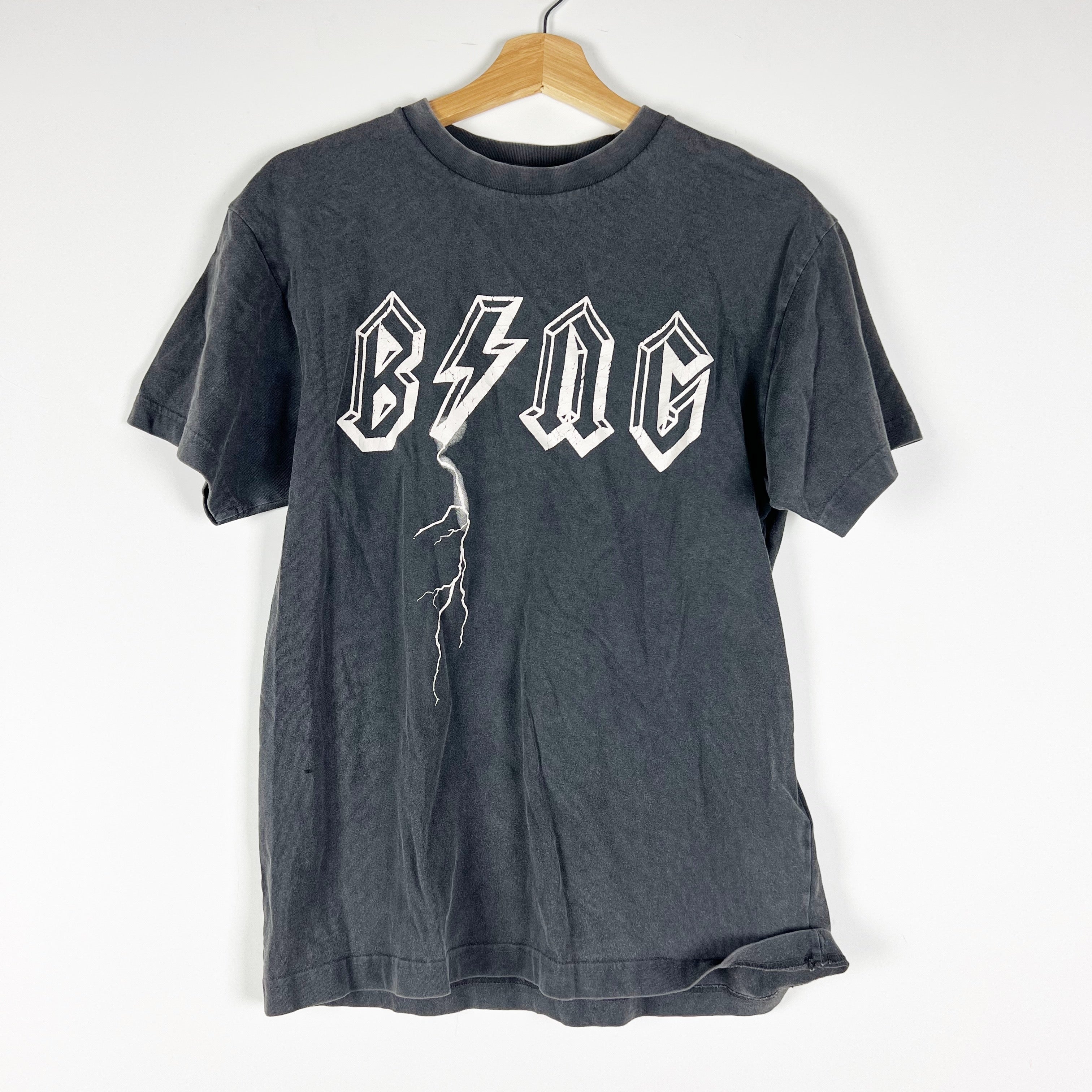 Anine Bing BING Lightning Bolt Graphic Print Cotton Crew Neck Tee Shirt Black