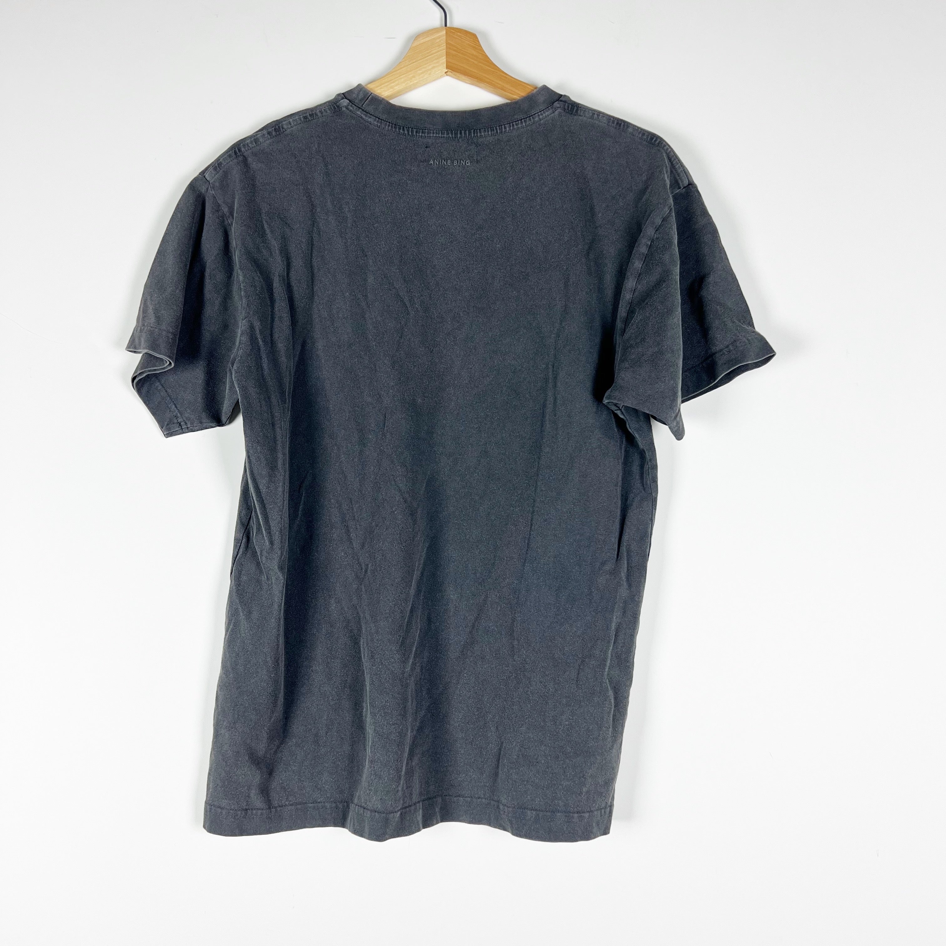 Anine Bing BING Lightning Bolt Graphic Print Cotton Crew Neck Tee Shirt Black