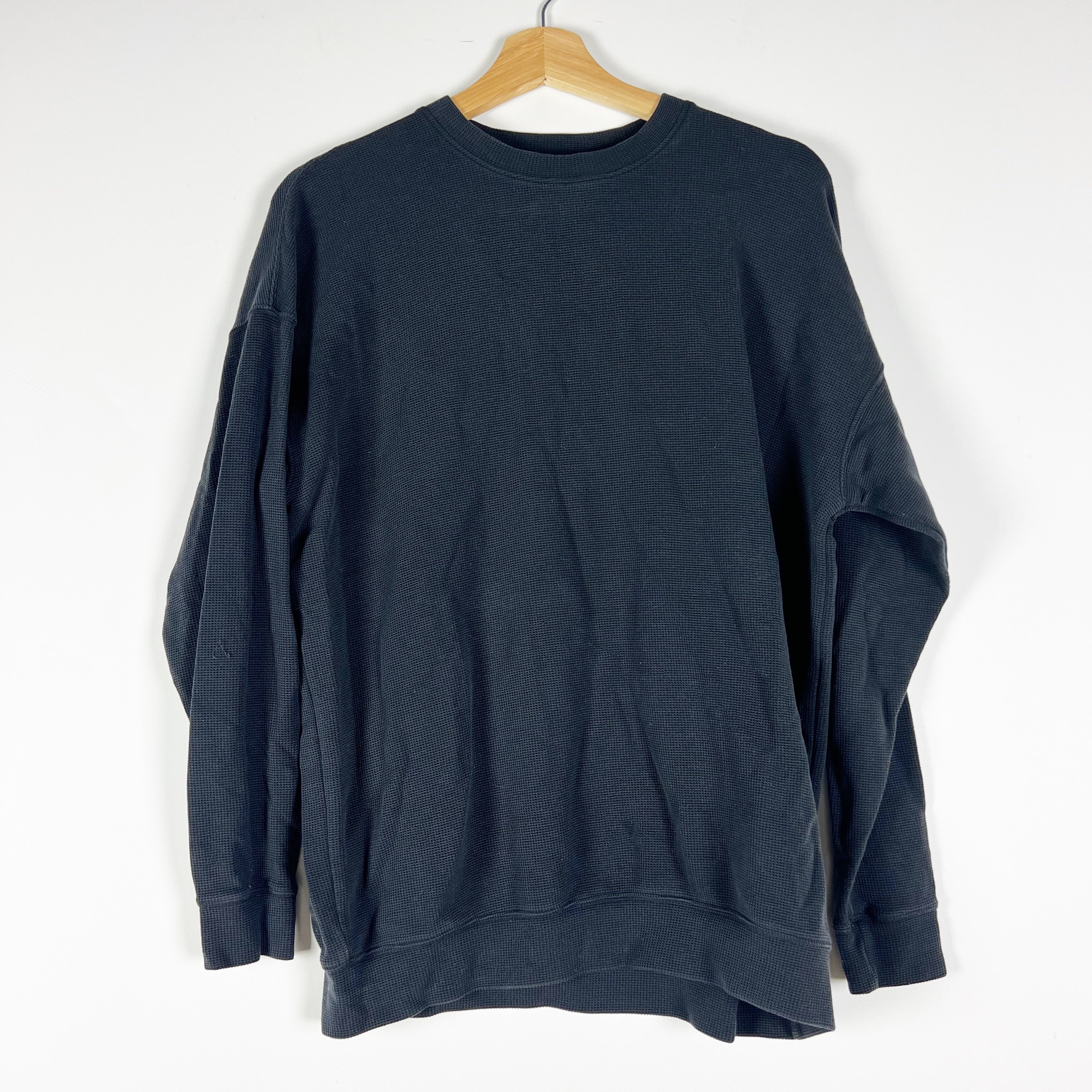 Alo Yoga Women's Waffle Weave Crew Neck Pullover Sweater Top Neutral Black Small