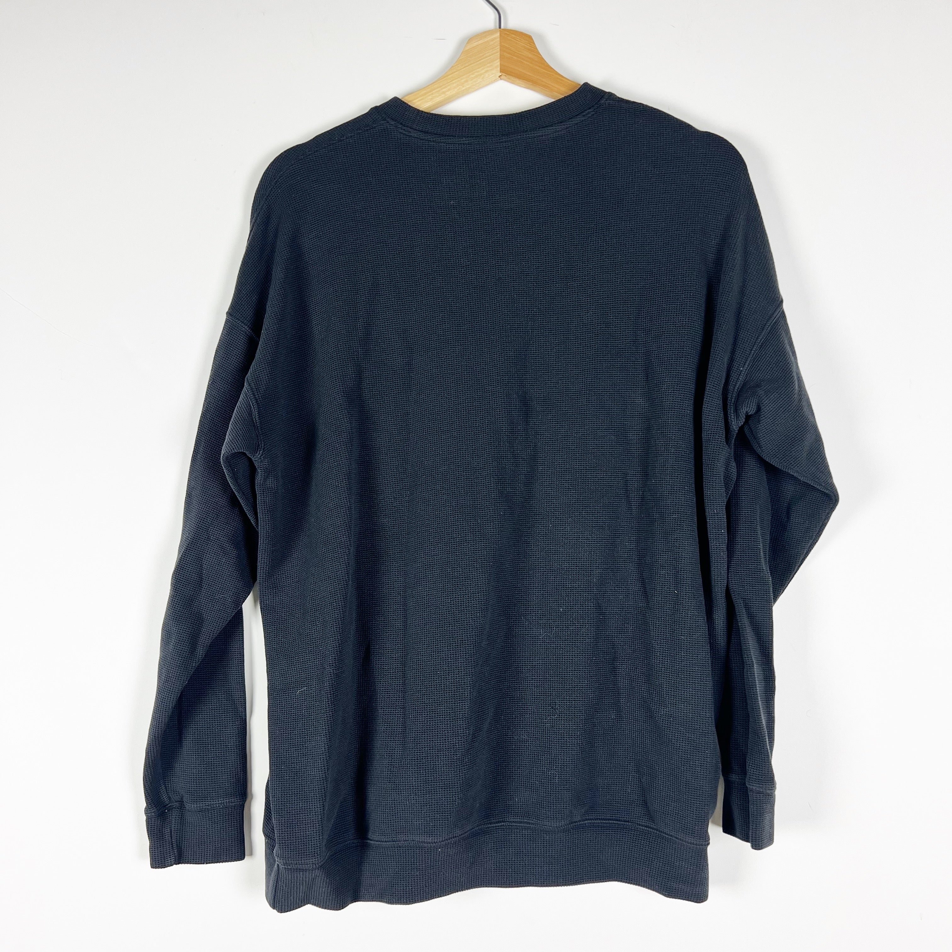 Alo Yoga Women's Waffle Weave Crew Neck Pullover Sweater Top Neutral Black Small