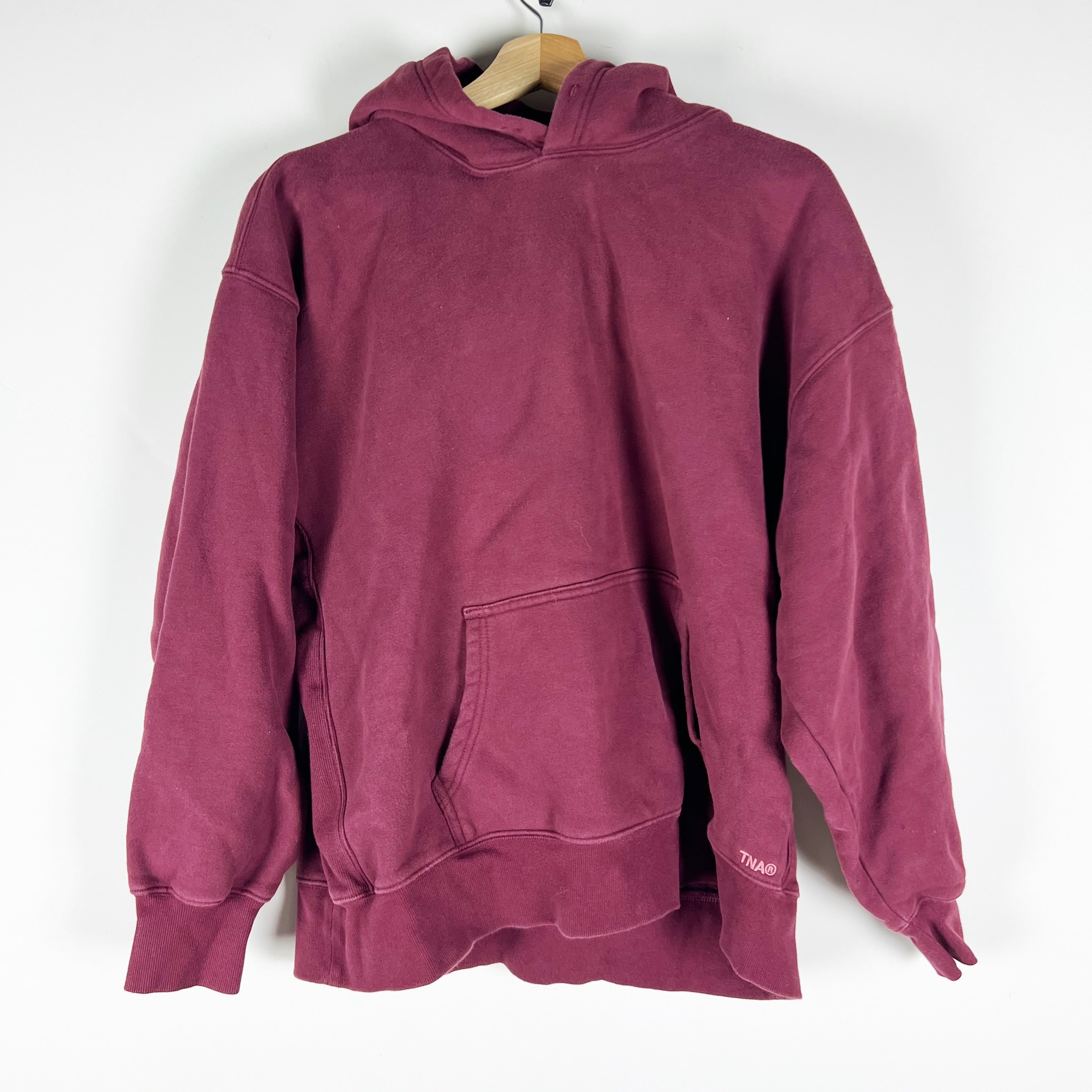 TNA Aritzia Sweatfleece Cozy Fleece Boyfriend Fit Hoodie Sweatshirt Burgundy L