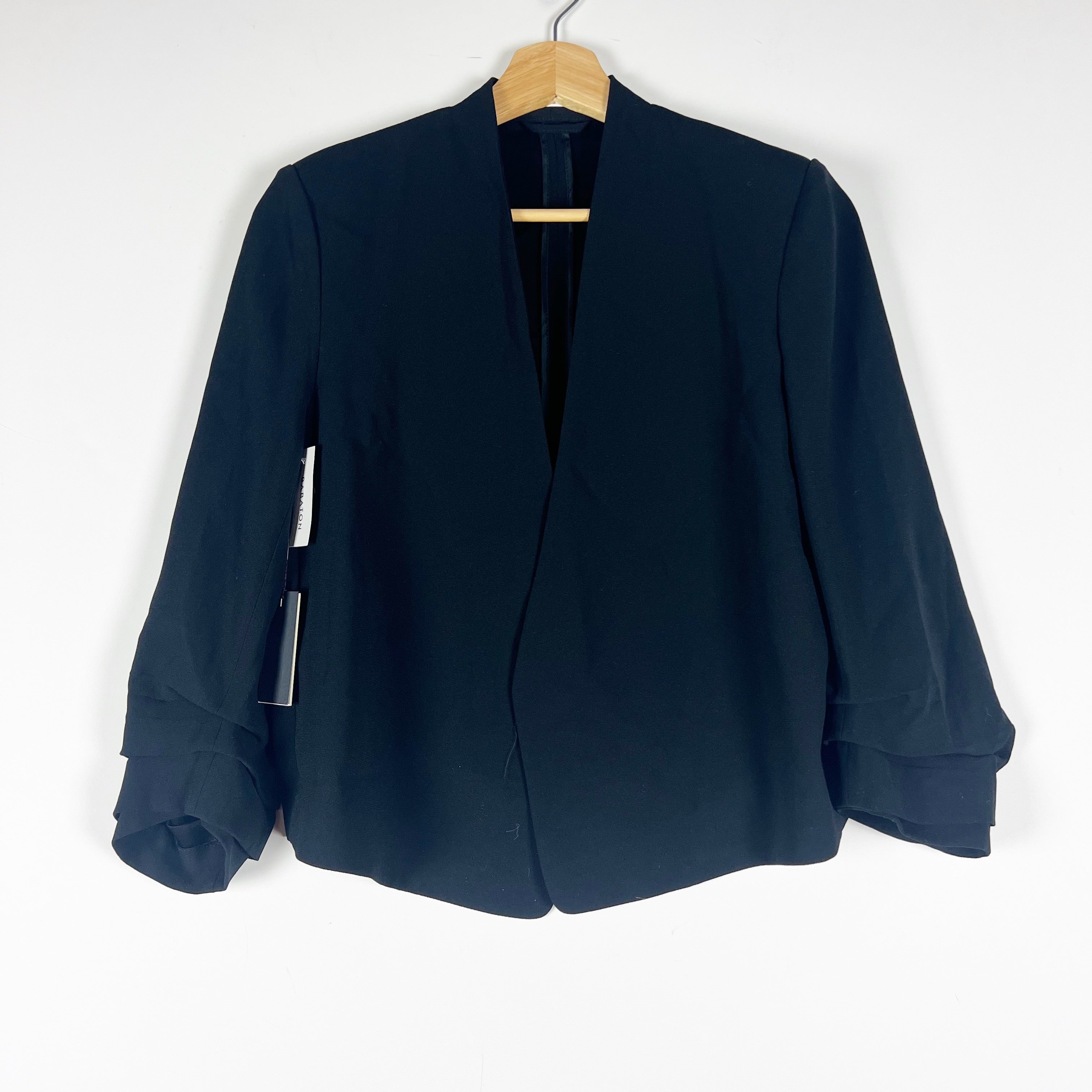 Babaton Aritzia Power Waist Open Front Slim Fit Crepe Blazer Jacket Black 4