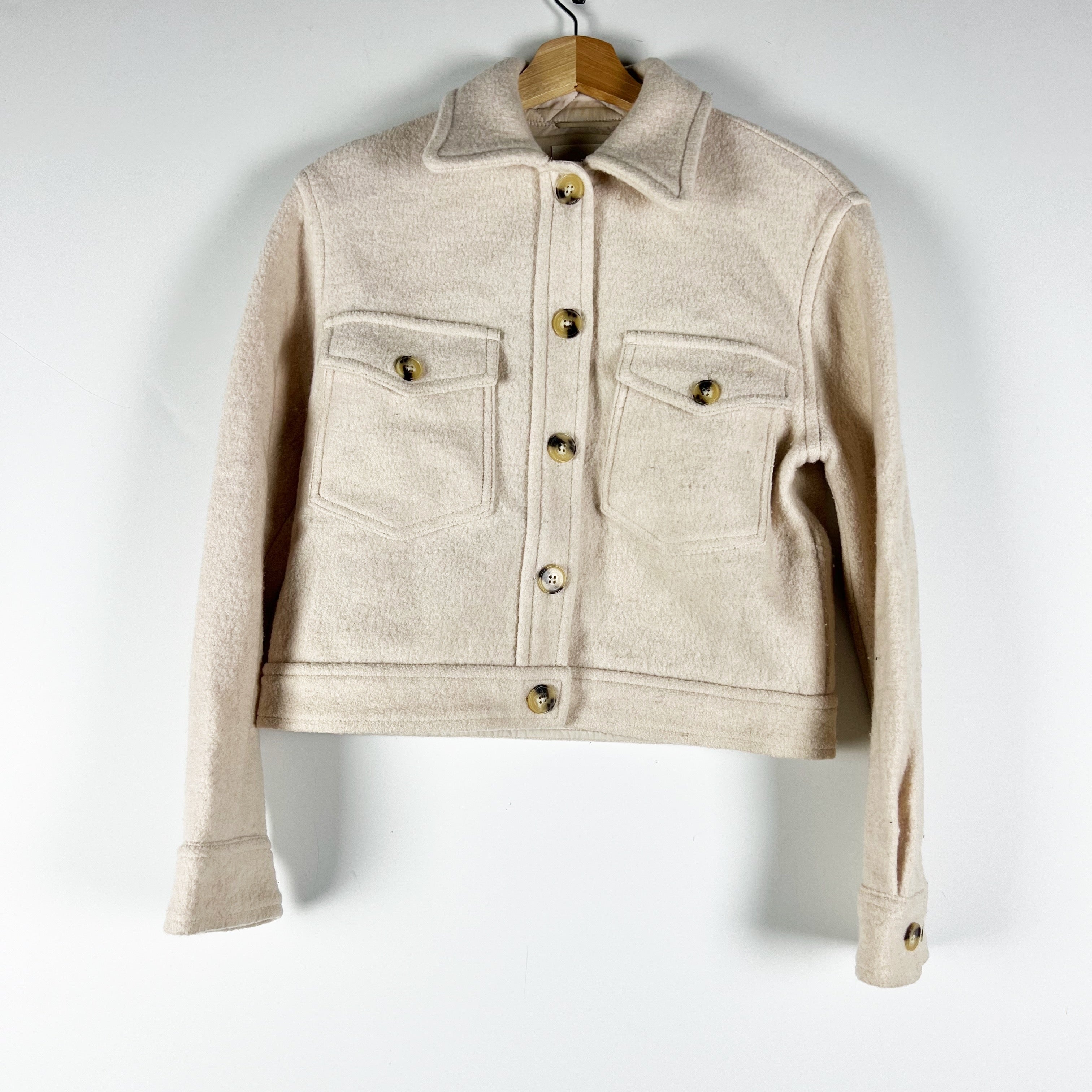 Wilfred Free Aritzia Autumn Shirt Jacket Shacket Merino Wool Heather Bone XXS