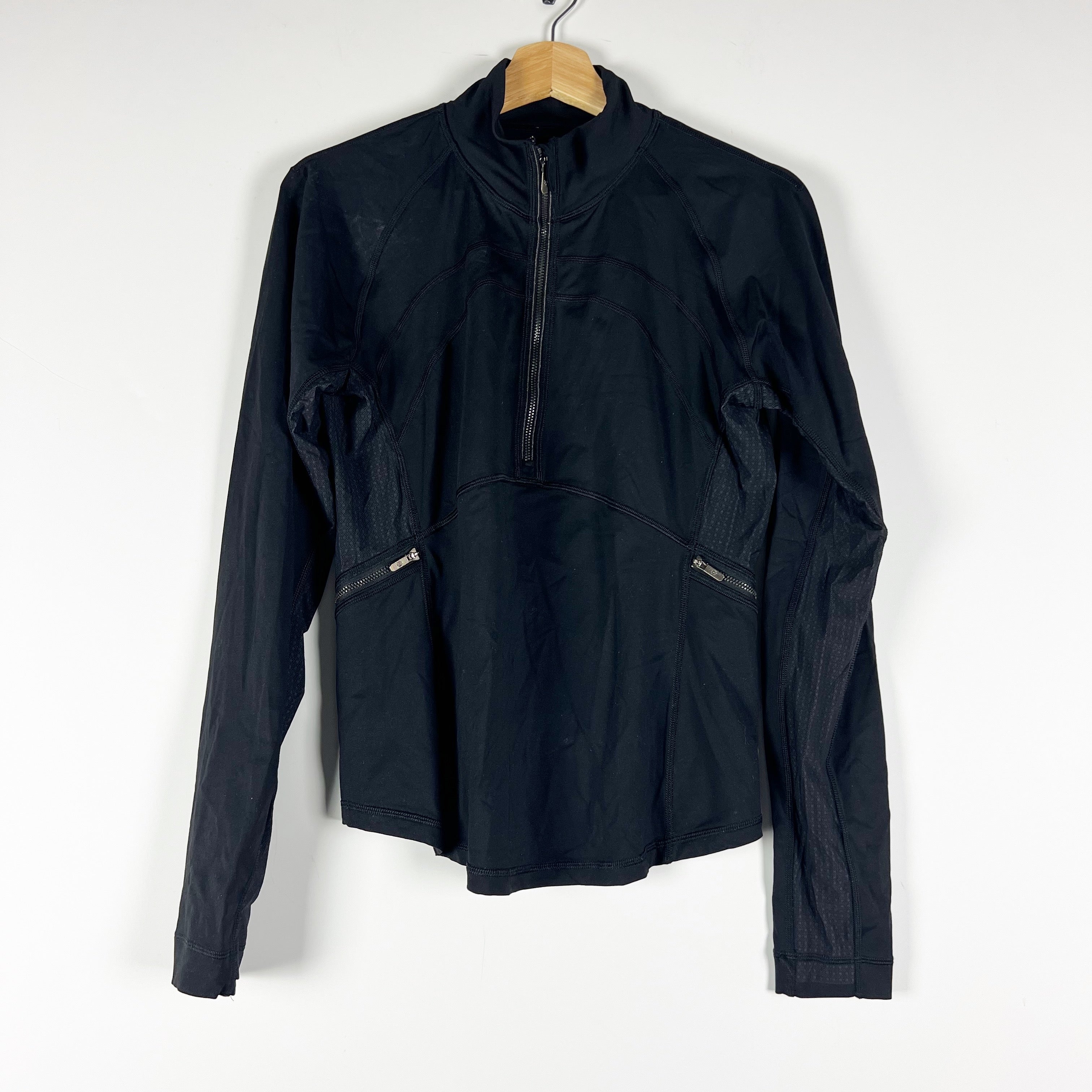 Lululemon Women's Front Of The Pack 1/2 Zip Pullover Long Sleeve Sweater Black 8