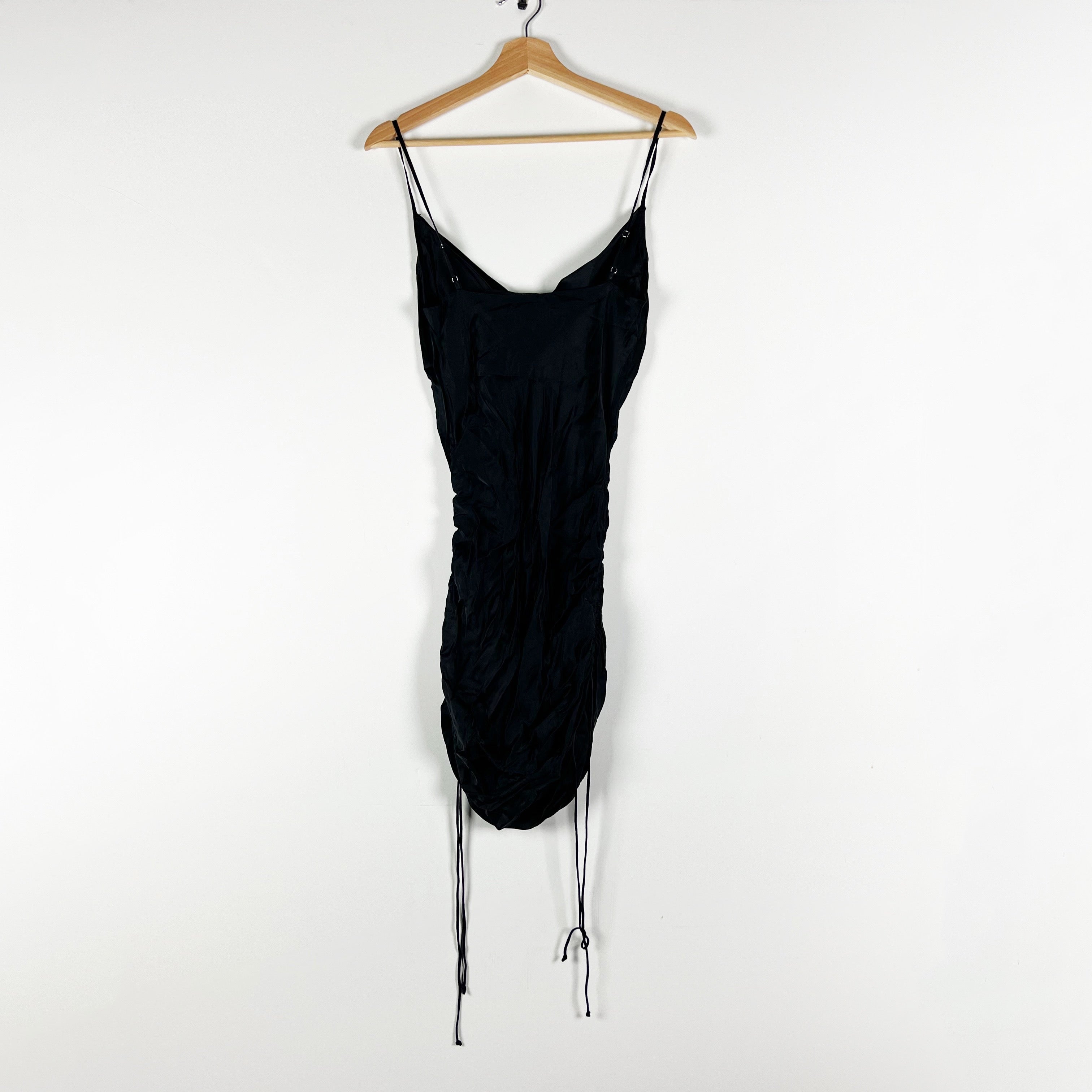 Wilfred Aritzia Davina Cupro Satin Ruched Cowl Neck Cocktail Party Slip Dress S