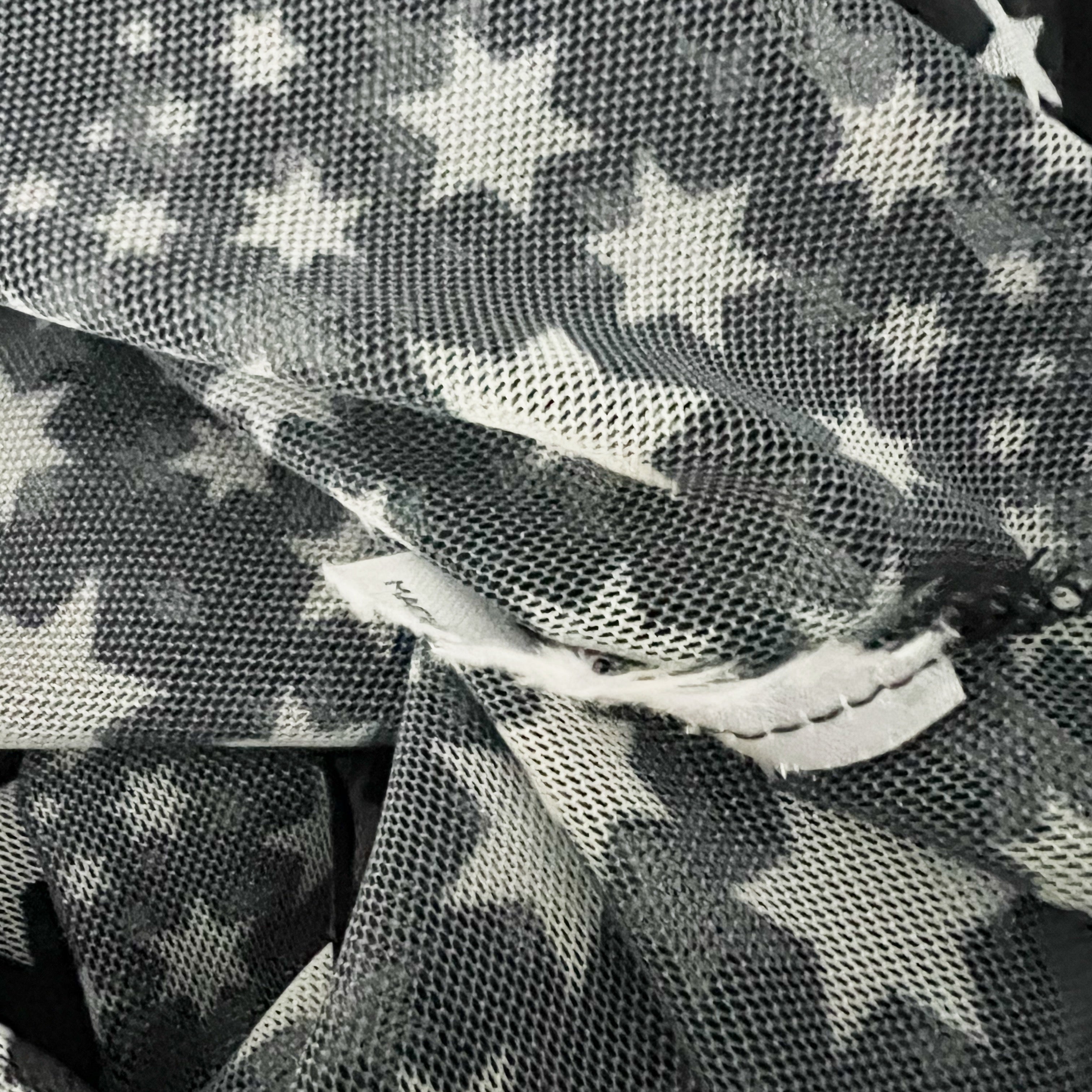 Free People Marne Mesh Tulle Black White Star Print Pattern V Neck Ruched Blouse