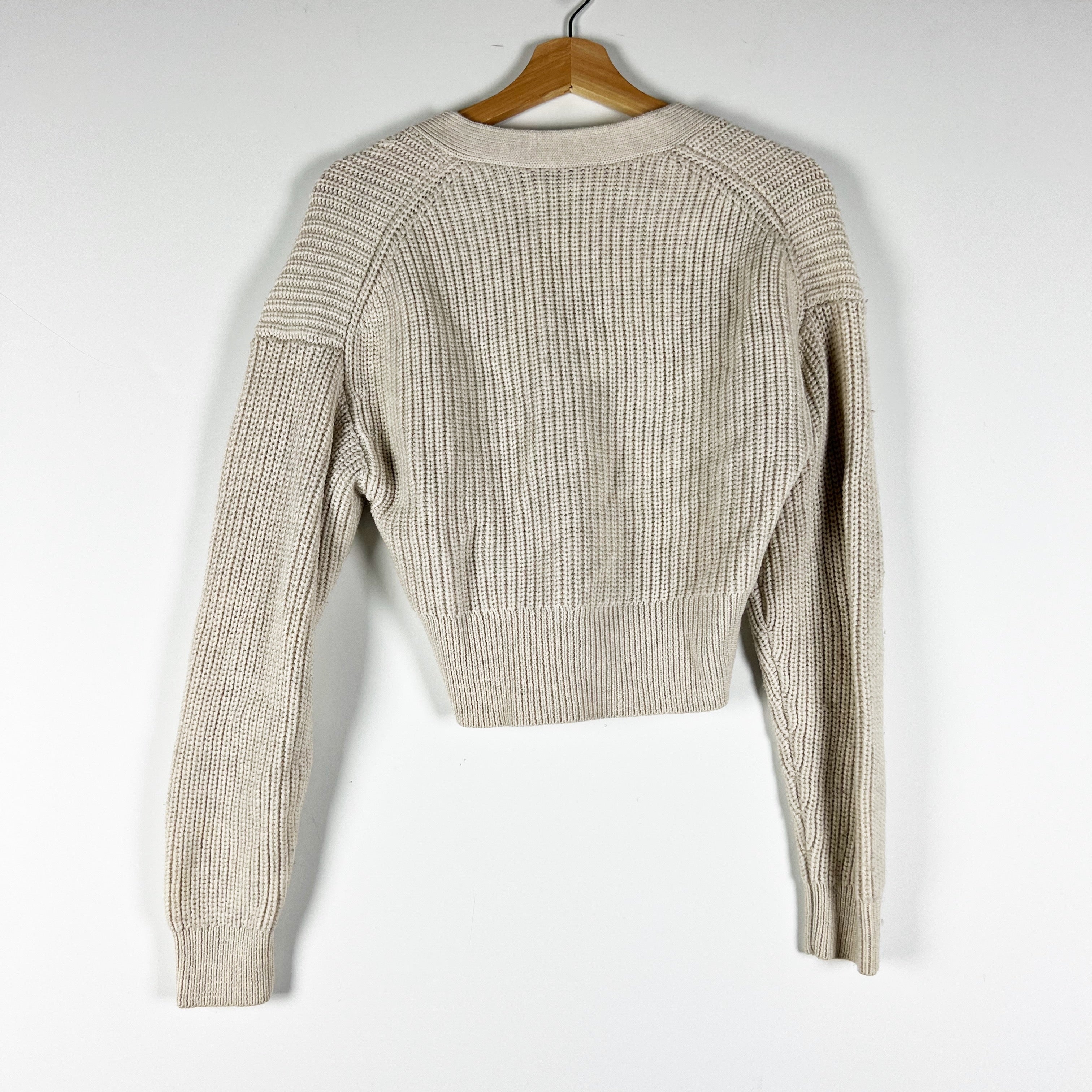 Babaton Aritzia Canberra Merino Wool Knit Stretch V Neck Cropped Cardigan XS