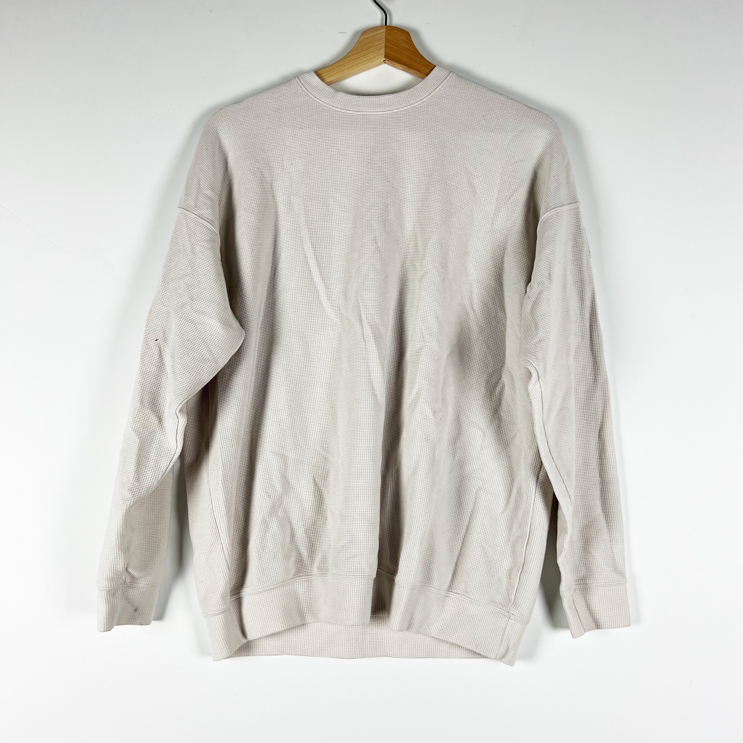 Alo Yoga Women's Waffle Weave Crew Neck Pullover Sweater Top Neutral Beige Small