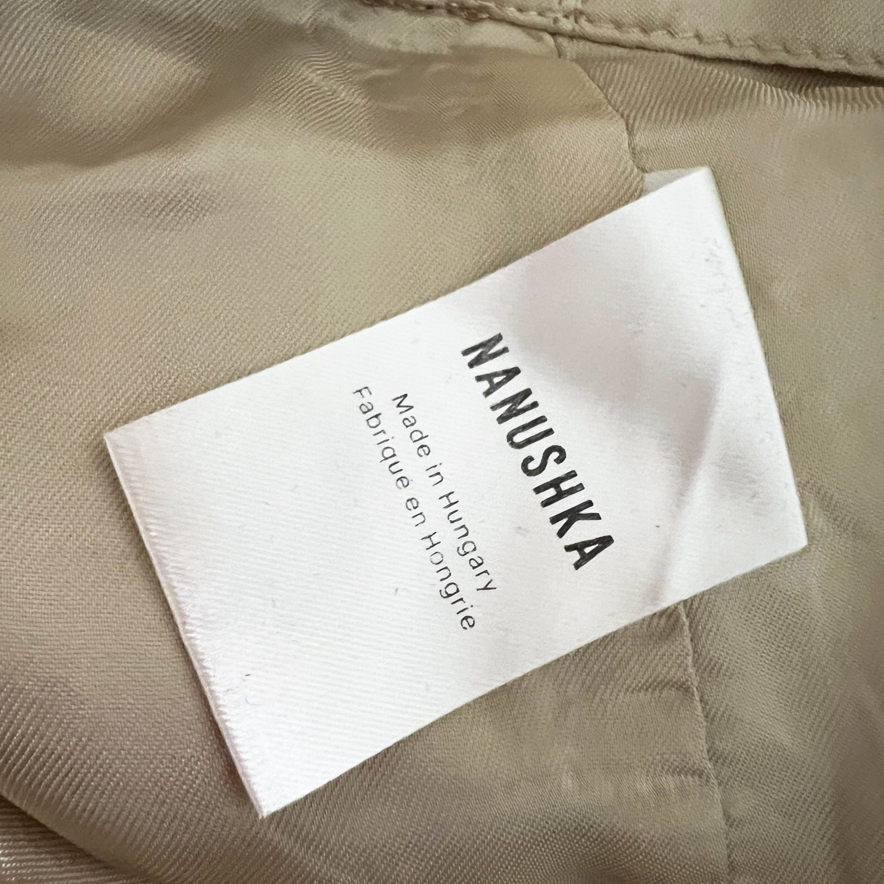 Nanushka Wool Blend Houndstooth Print Pattern Woven Belted Trouser Pants XL