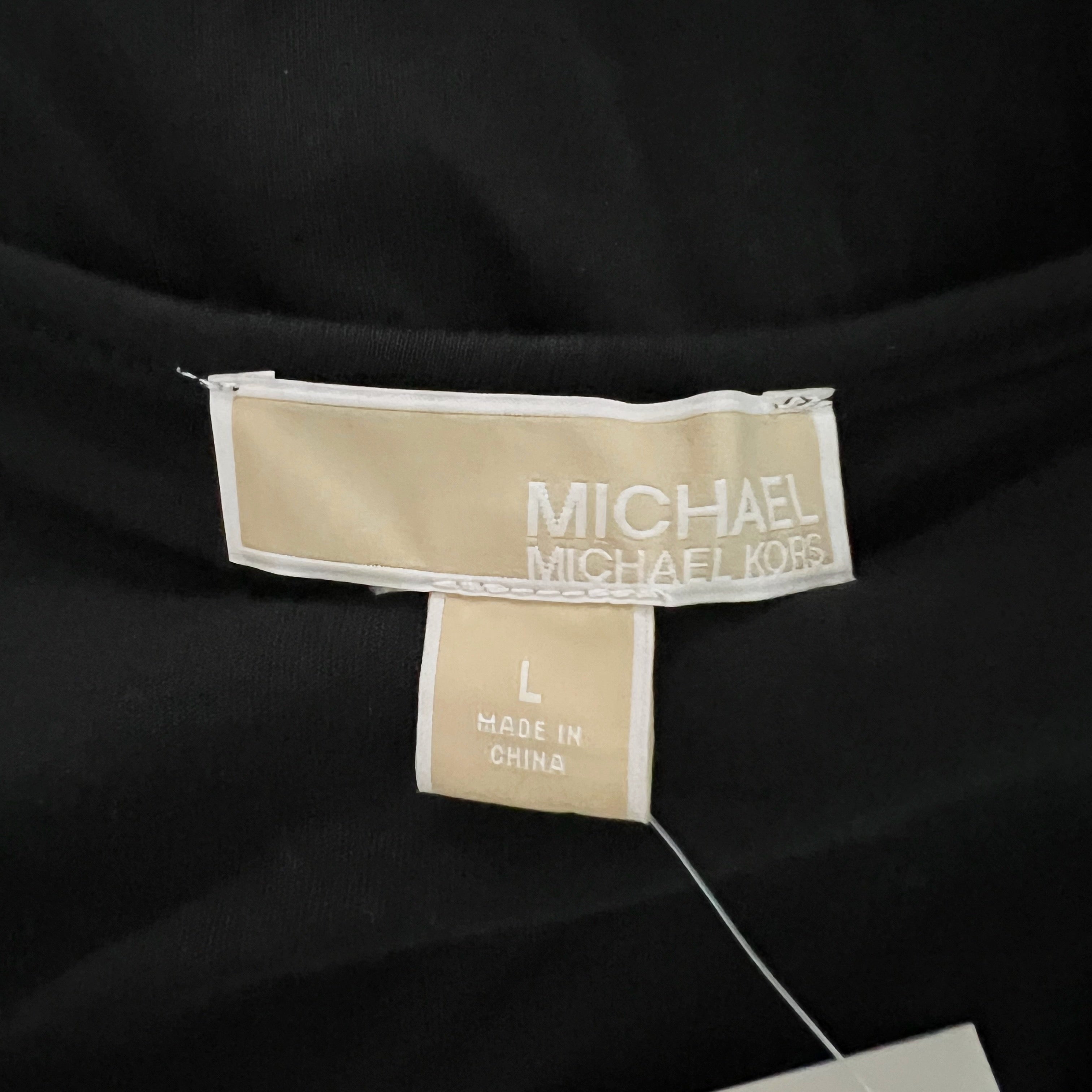 NEW Michael Michael Kors Black Silver Houndstooth Sequin Embellished Shirt Top L