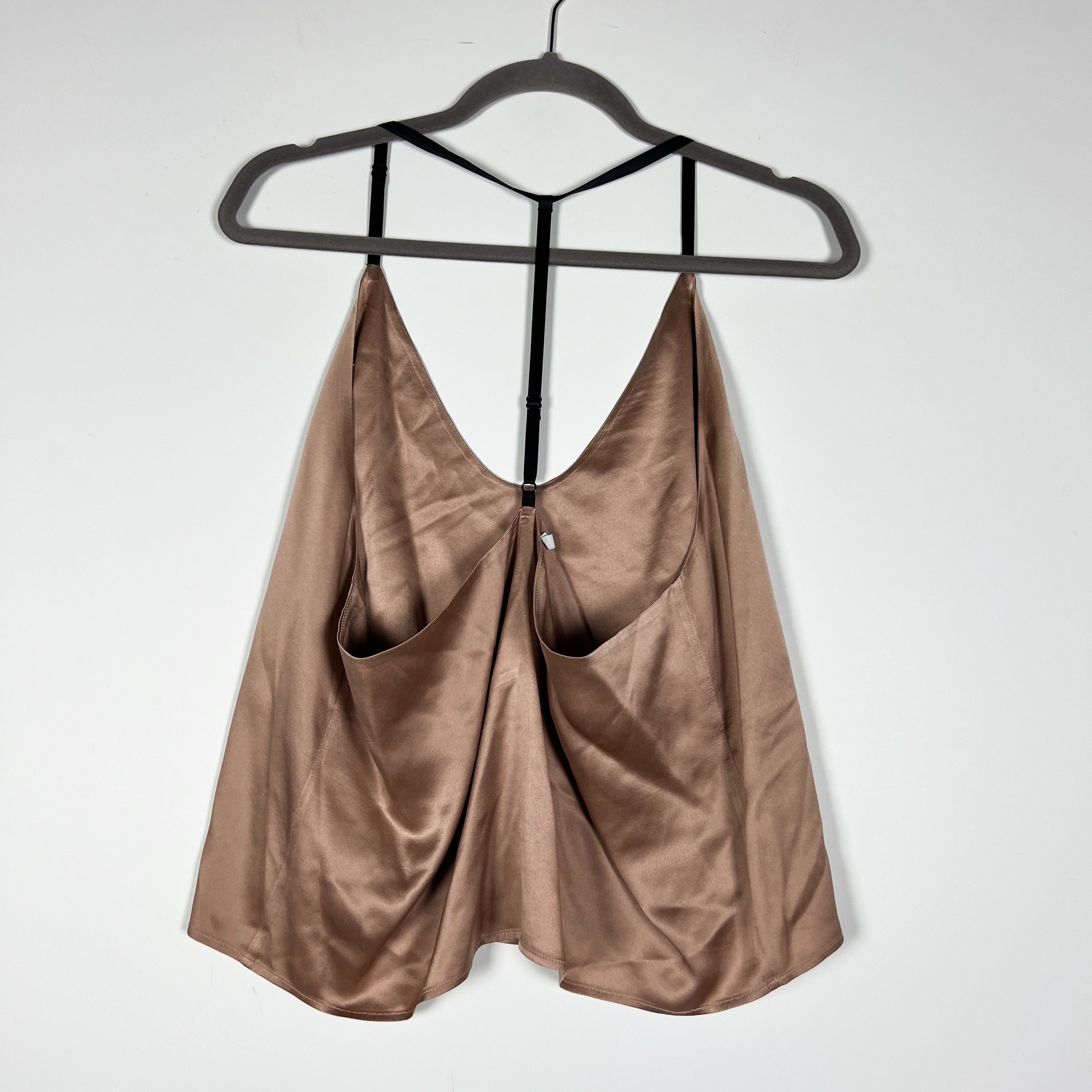 Lunya Washable Silk Sleeveless Racerback Lounge Pajama Tank Top Camisole Beige