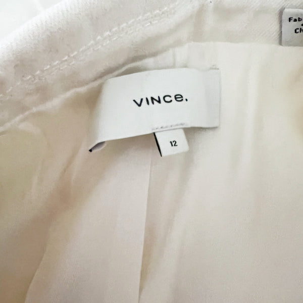 Vince Women's Lightweight Linen One Button Collared Blazer Jacket Solid White 12