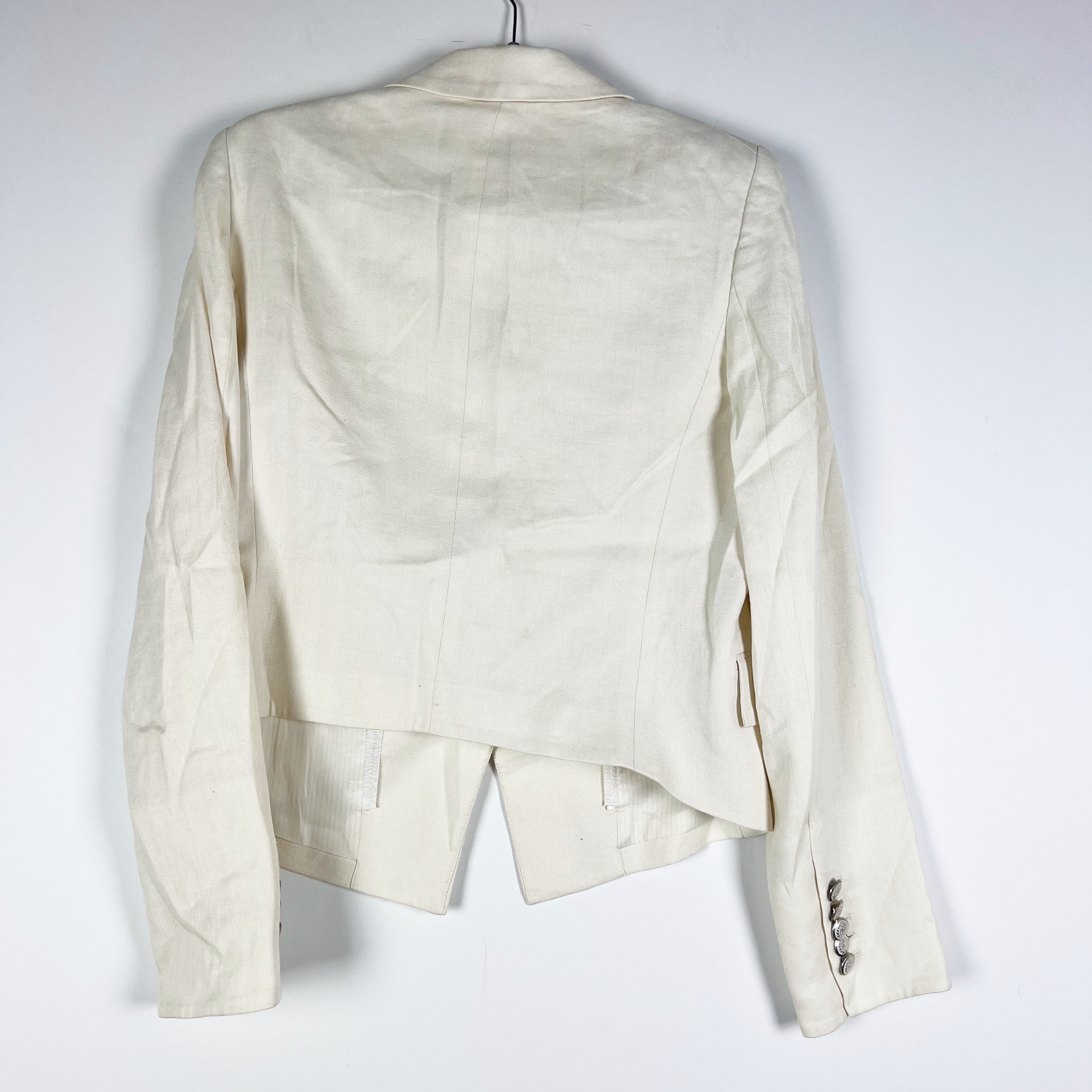 Veronica Beard Women's Hosanna Linen Blend One Button Dickey Jacket Blazer White