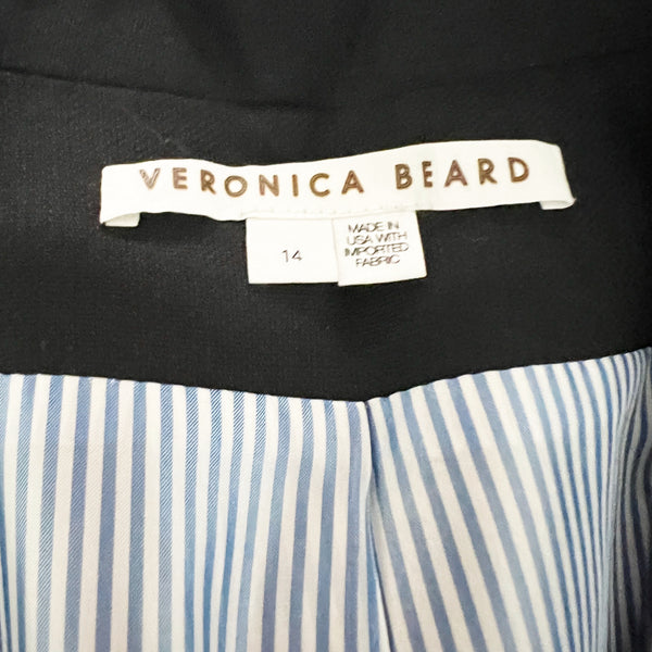 Veronica Beard Annabella Linen Blend Half Sleeve One Button Blazer Jacket Black