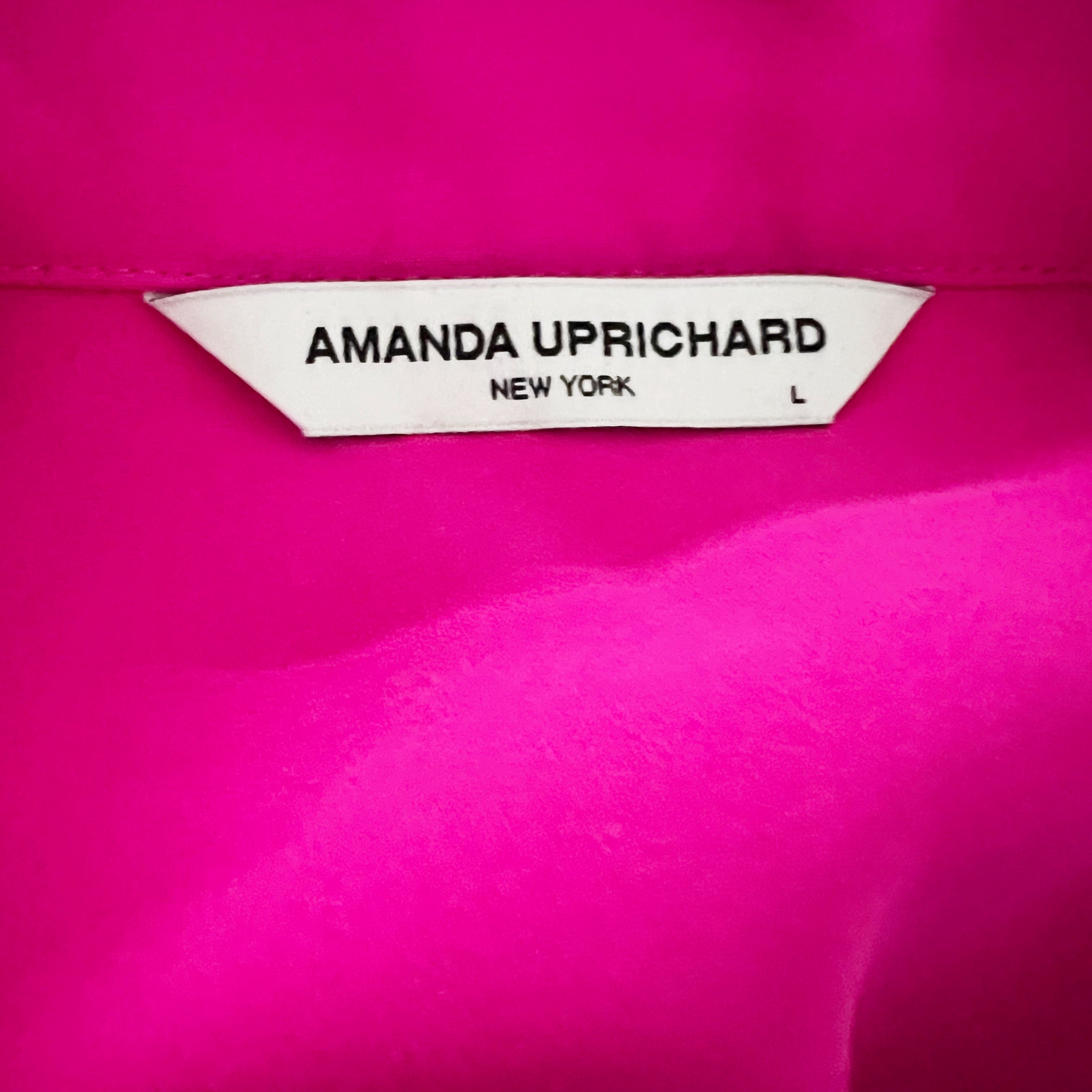 Amanda Uprichard Women's Veda Collared Gold Button Down Jacket Shirt Hot Pink L