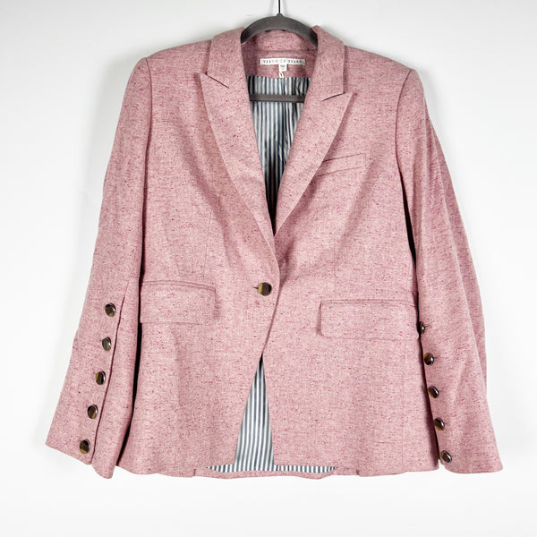 Veronica Beard Women's Steele Heather Pink Single Button Dickey Jacket Blazer 12