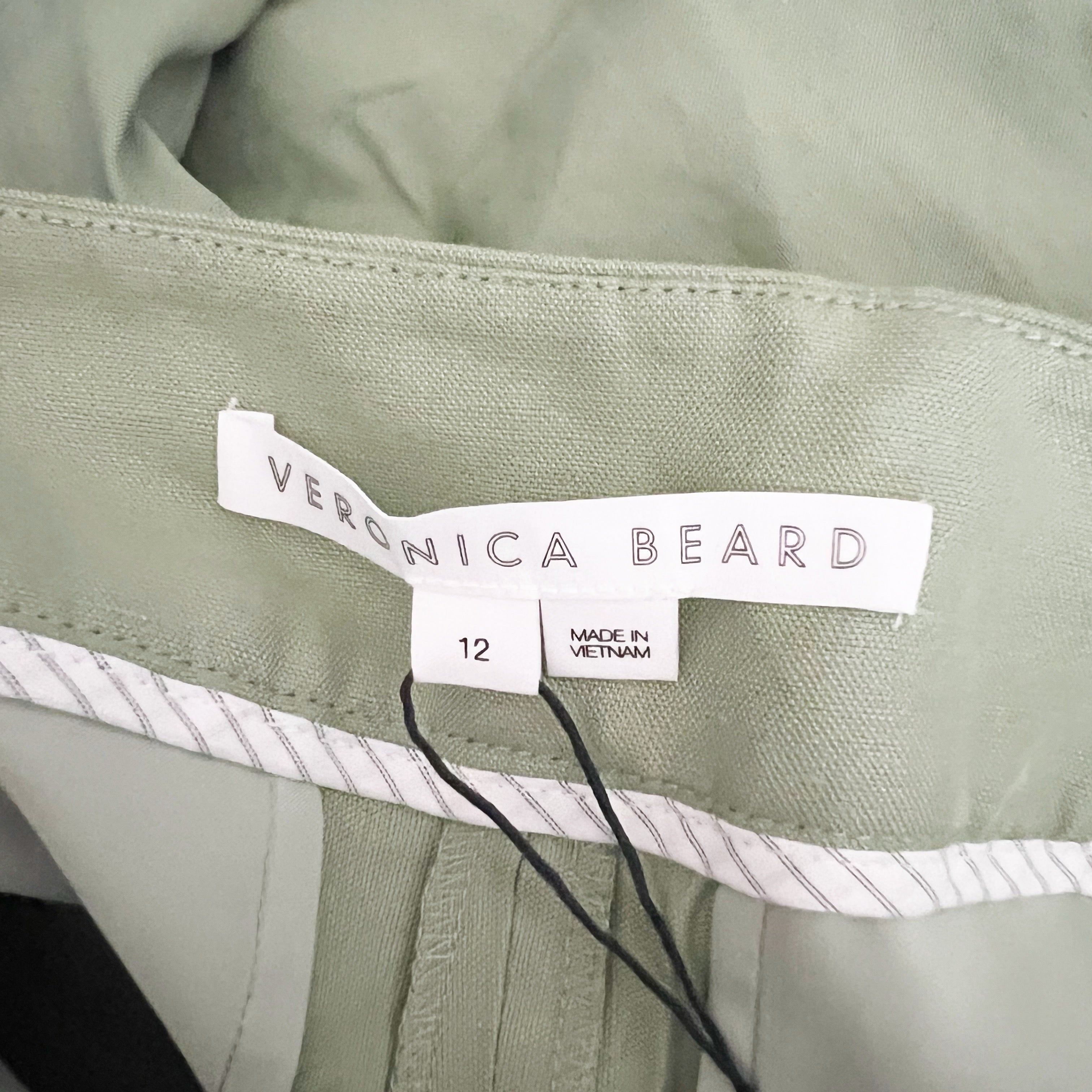 NEW Veronica Beard Rimini High Waisted Pleated Linen Wide Leg Pants Washed Sage