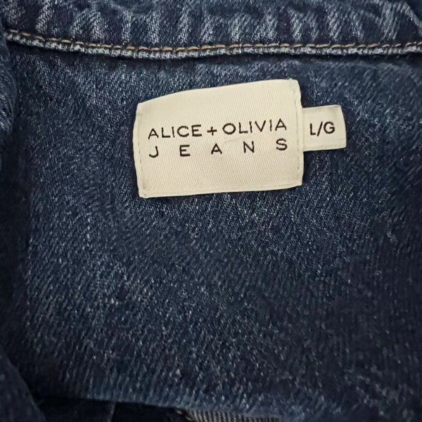 Alice + Olivia Daren Cotton Denim Jean Long Button Front Jacket Coat Love Train