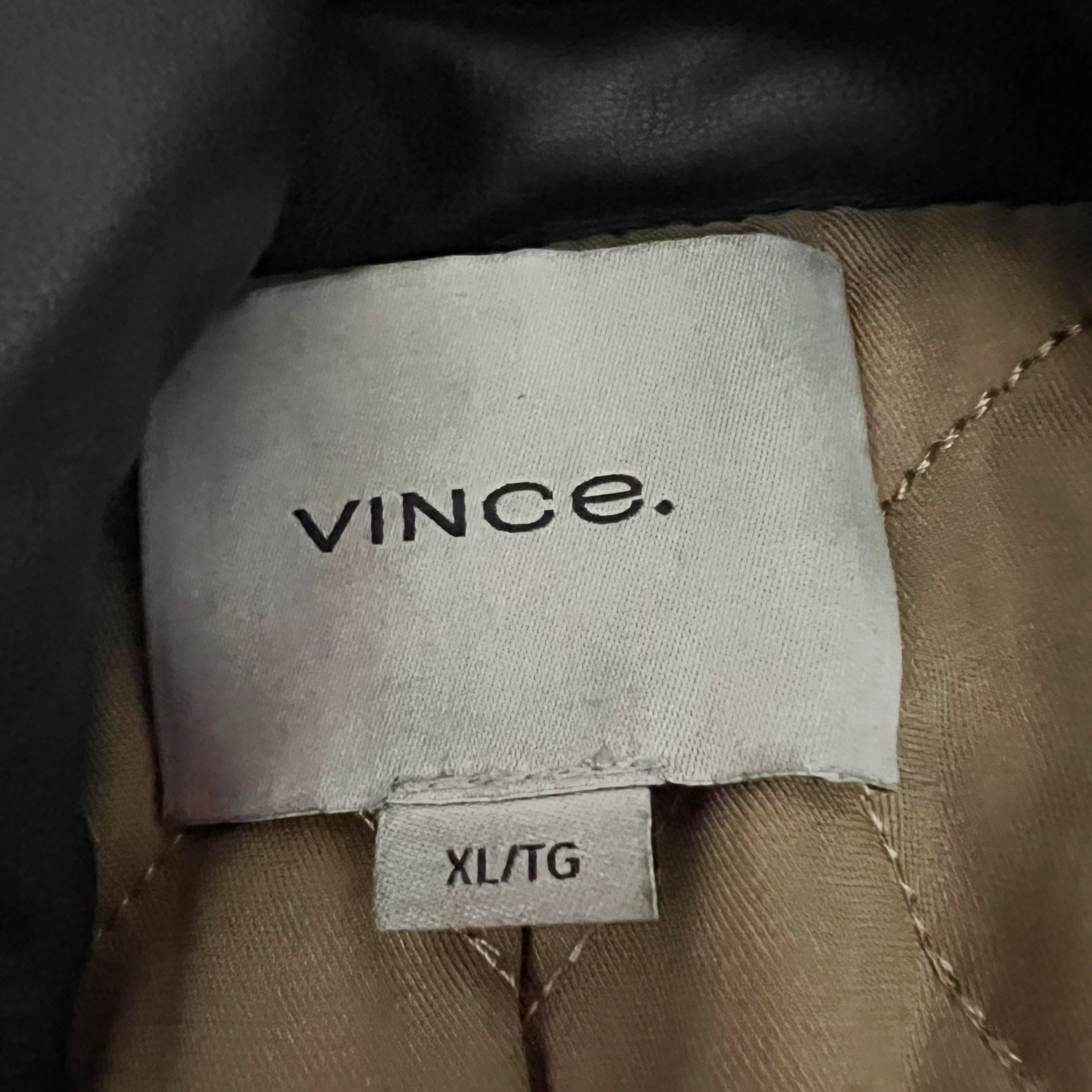 Vince Women's Leather Cross Front Moto Genuine Leather Collared Jacket Black XL