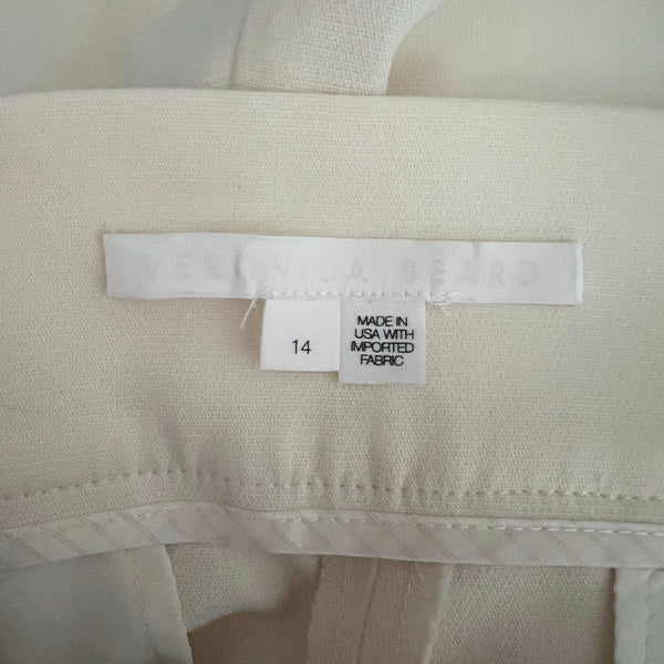 Veronica Beard Setti High Rise Paper Bag Waist Tapered Trouser Pants Ecru White