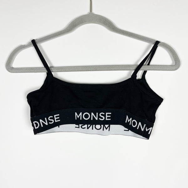 Monse Logo Print Pattern Tape Tank Strap Lounge Bralette Sports Bra Black White