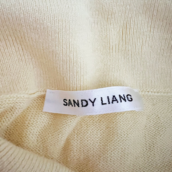 Sandy Liang Stardew Sweater Cotton Cashmere Collared Long Sleeve Yellow XS