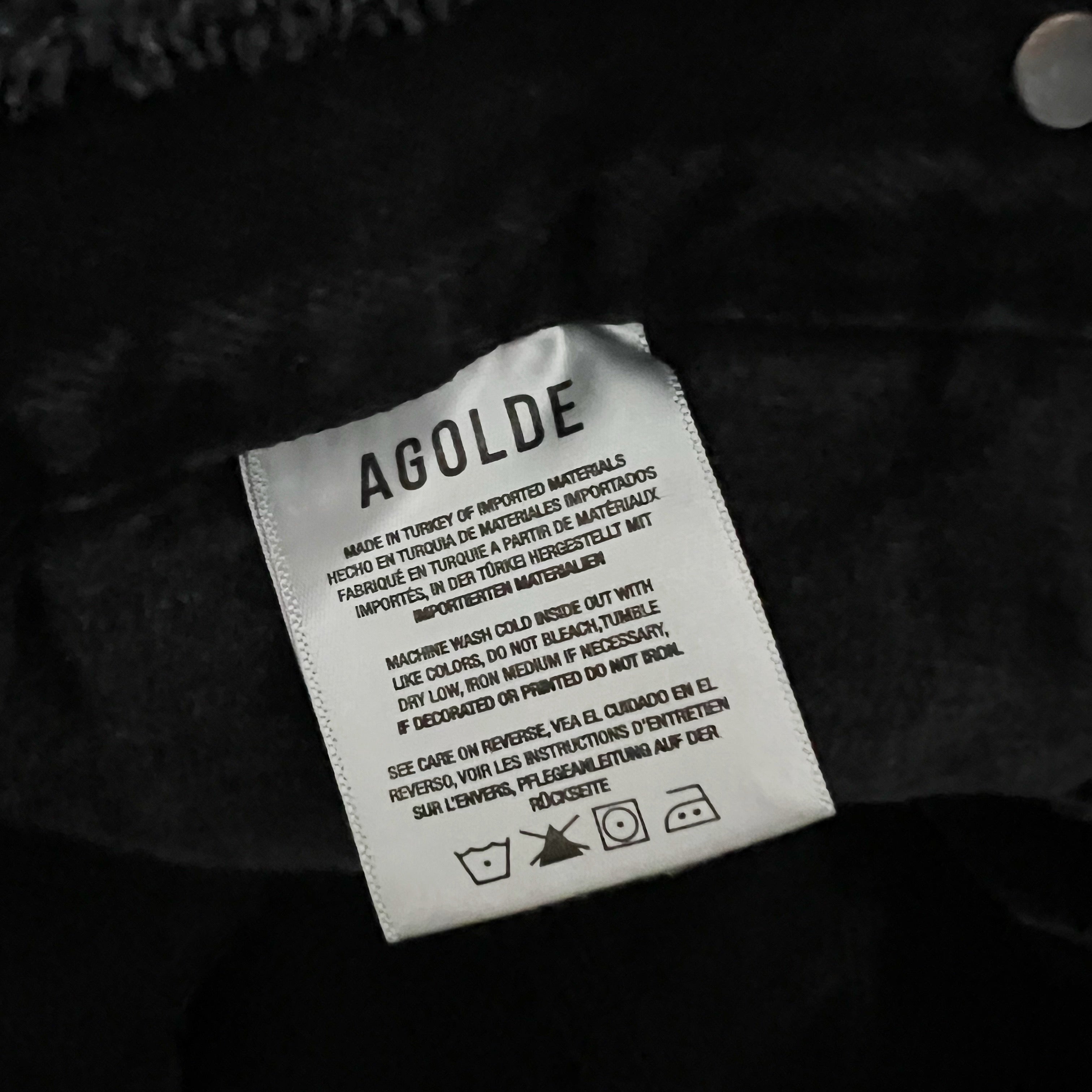 Agolde Denim Shrunken Charli Organic Cotton Distressed Jean Jacket Jagged Black