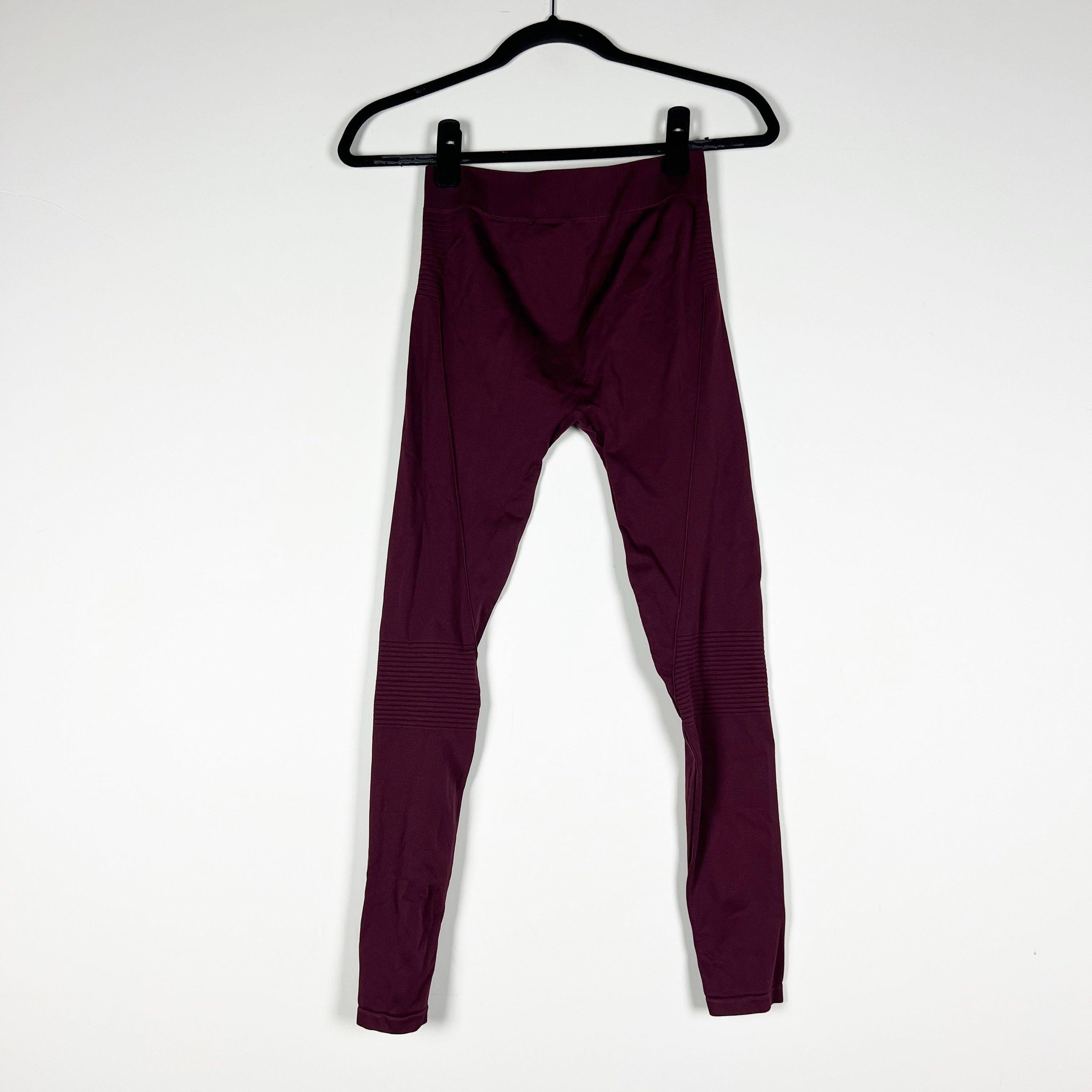 Off-White Stamp Seam High Rise Ribbed Fig Pureed Pumpkin Burgundy Leggings Pants