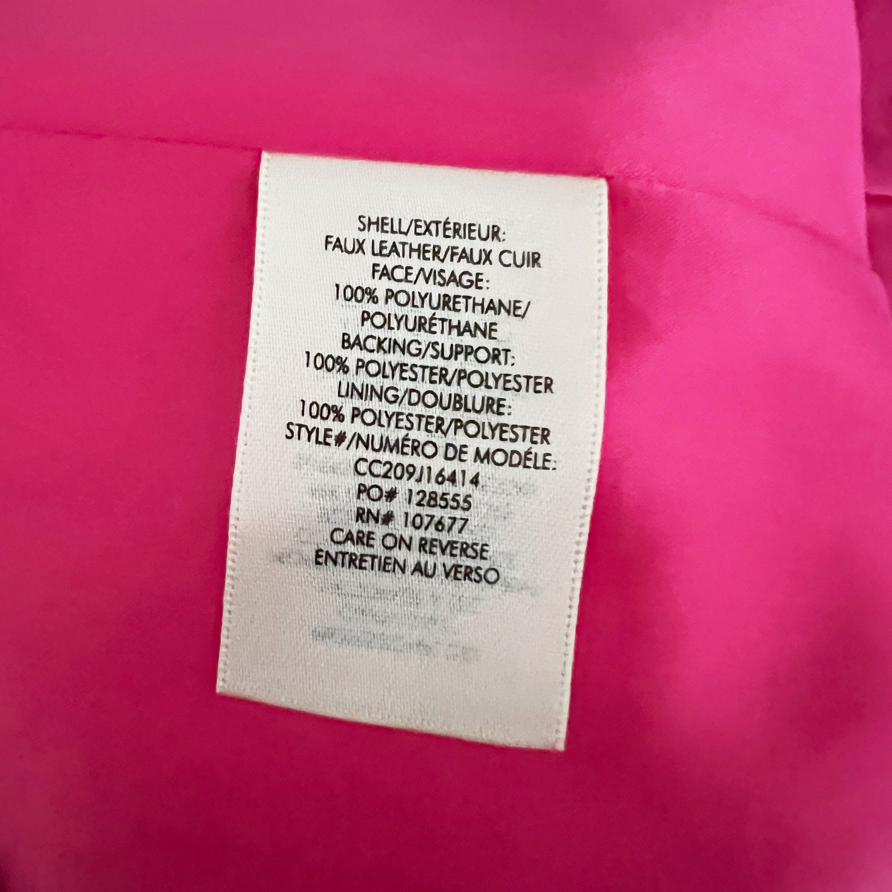 Alice + Olivia Macey Faux Leather Notch Collar One Button Blazer Trench Coat S