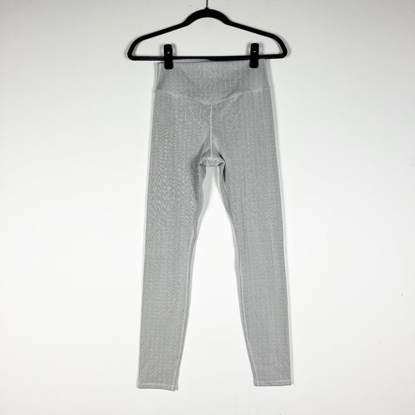 Vuori Chilled Out High Waisted Athletic Work Out Legging Gray White Stripes S