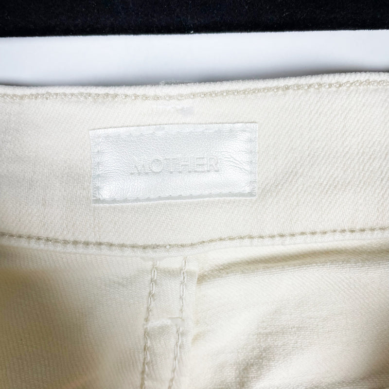 Mother The Curbside Cargo Multi Pocket Flood Tapered Leg Pants Eggnog White 26