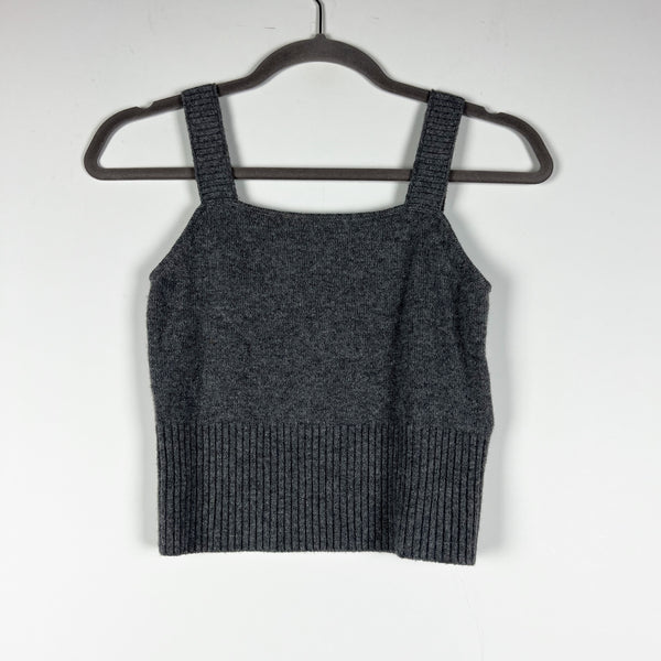 Allude Women's 100% Cashmere Knit Stretch Square Neck Tank Top Gray Small