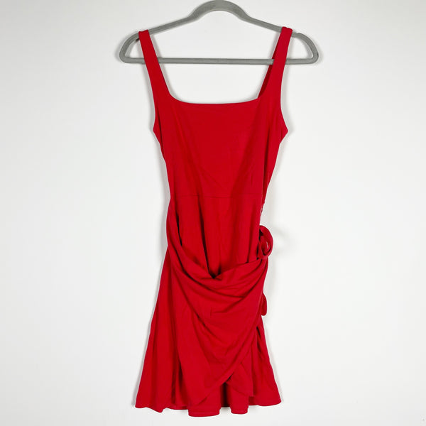 Wilfred Aritzia Saturn Drapey Jersey Mini Wrap Tank Mini Dress Red Medium