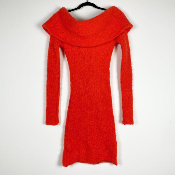 Isabel Marant Aria Mohair Wool Knit Stretch Off The Shoulder Sweater Dress 4