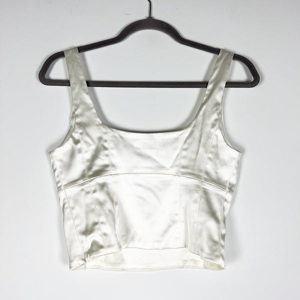 Wilfred Aritzia Shine Satin Bustier Scoop Neck Tank Top Solid White Small