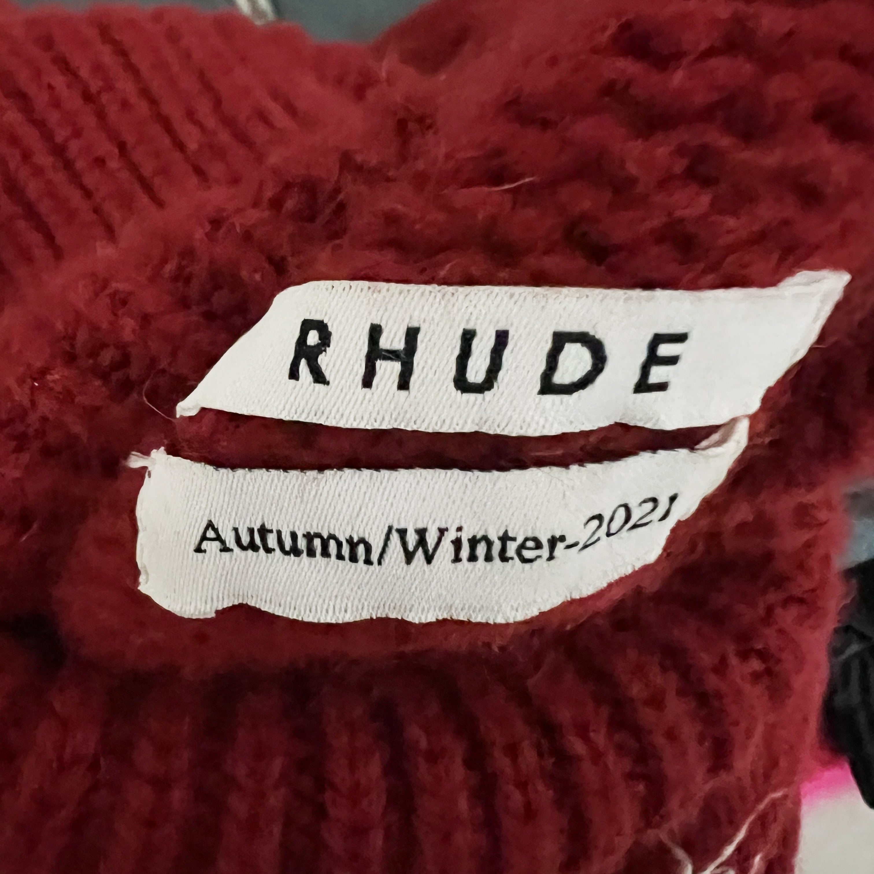 Rhude Women's Wool Cashmere Knit Distressed Logo Embroidered Turtleneck Sweater
