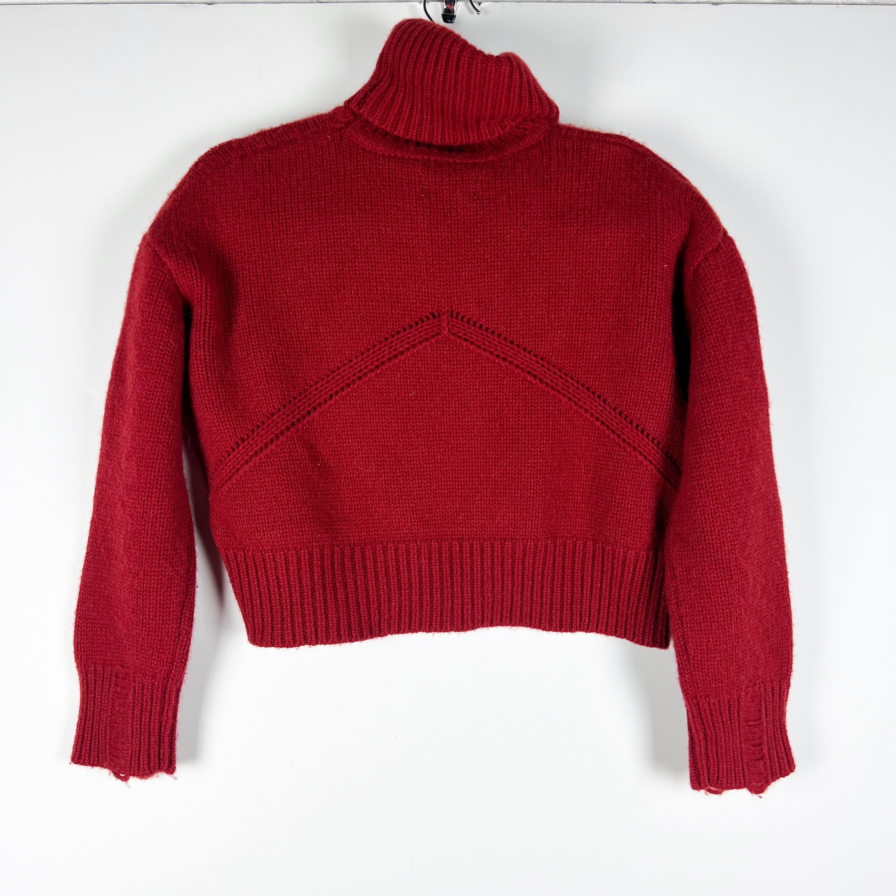 Rhude Women's Wool Cashmere Knit Distressed Logo Embroidered Turtleneck Sweater