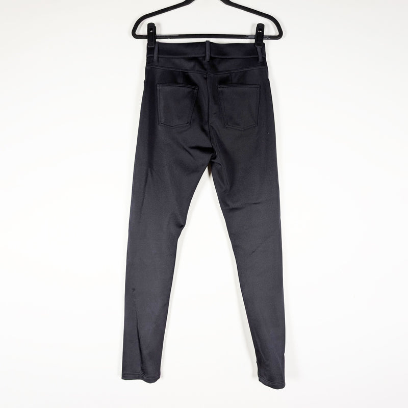 Balenciaga Neoprene Stretch Mid Rise Open Ankle Zip Skinny Pants Solid Black S