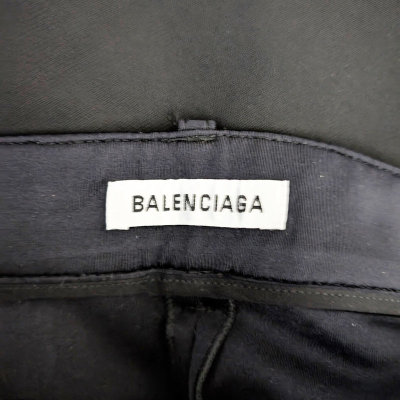 Balenciaga Neoprene Stretch Mid Rise Open Ankle Zip Skinny Pants Solid Black S