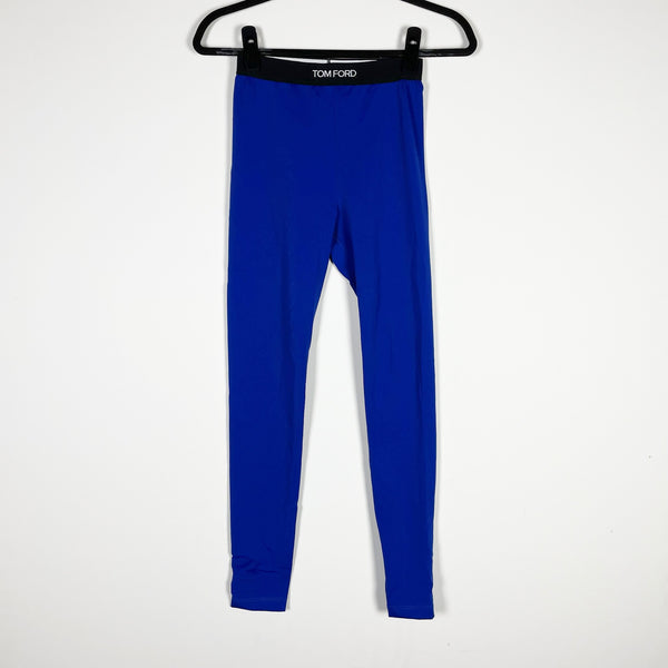 Tom Ford Stretch Lycra Stretch Logoed Print High Rise Leggings Pants Blue XS