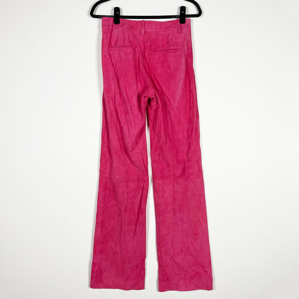 SPRWMN Baggy Low Rise Genuine Suede Leather Trouser Pants In Hot Pink XS