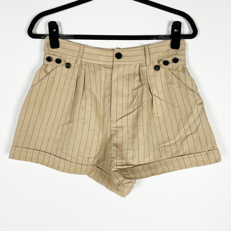 Marissa Webb Kenny Pinstripe Italian Suiting Button Tab High Rise Casual Shorts