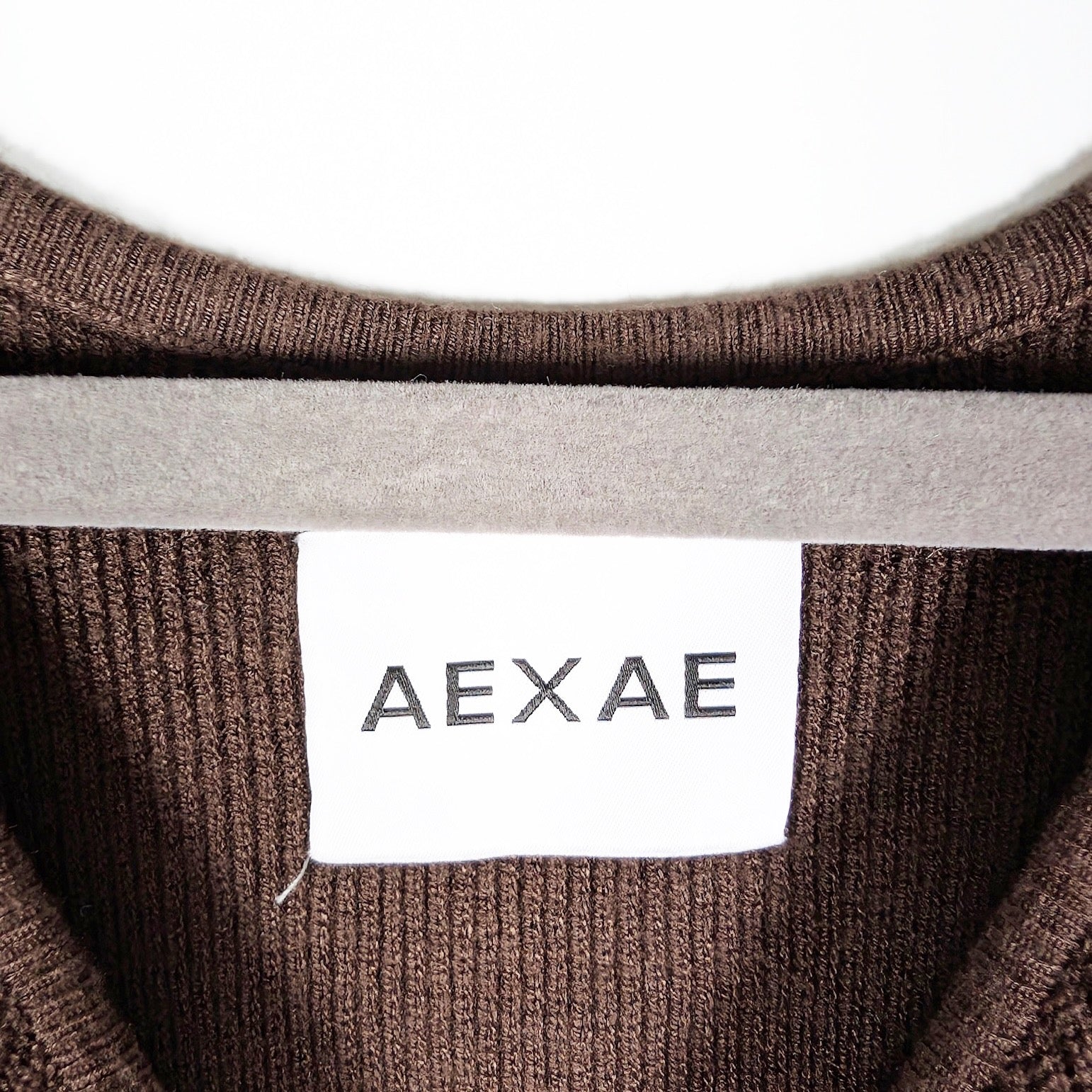 Aexae Ribbed Scoop Neck Sleeveless Knit Stretch Tank Maxi Dress Brown Small