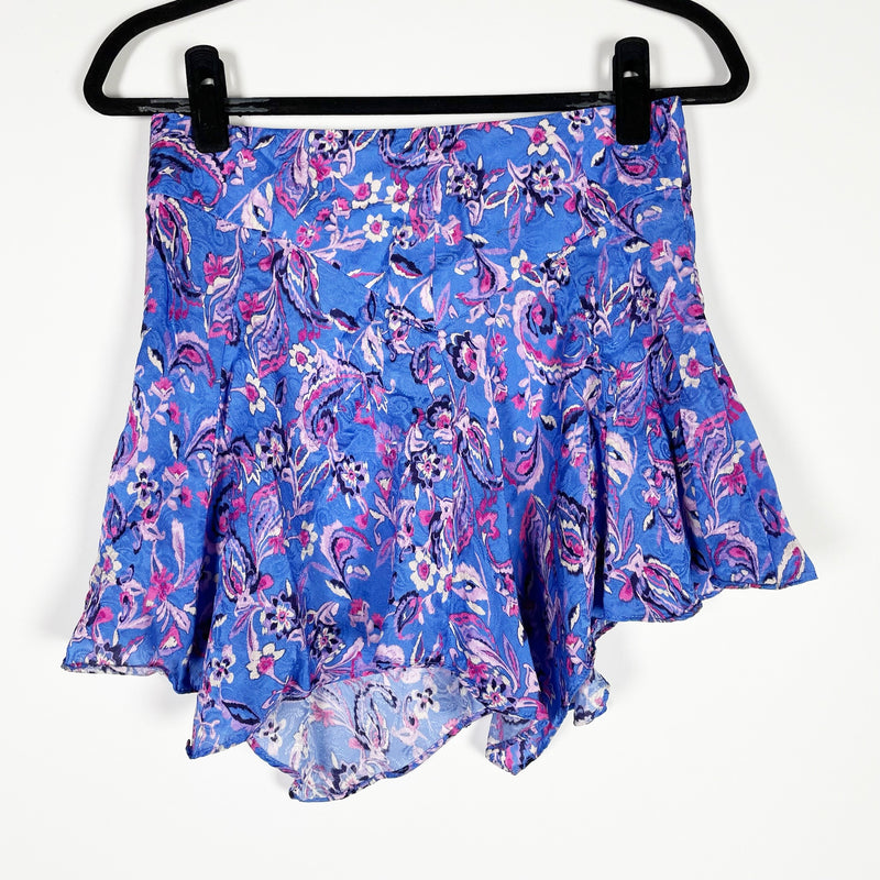 Isabel Marant Perrine Silk Chiffon Asymmetrical Hem Mini Blue Skirt 4